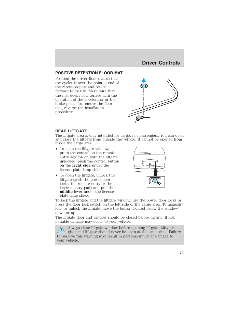Driver controls | FORD 2003 Explorer v.1 User Manual | Page 73 / 272
