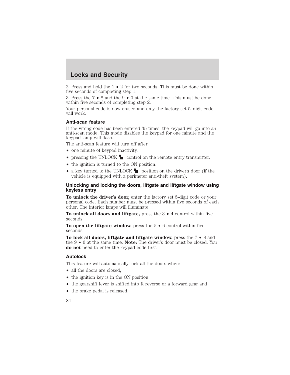 Locks and security | FORD 2003 Explorer v.1 User Manual | Page 84 / 272