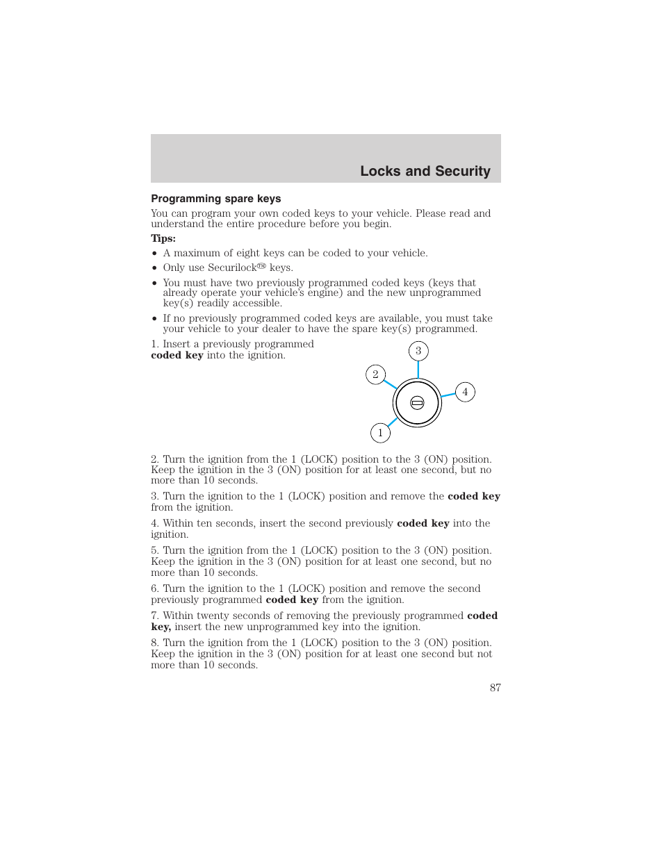 Locks and security | FORD 2003 Explorer v.1 User Manual | Page 87 / 272