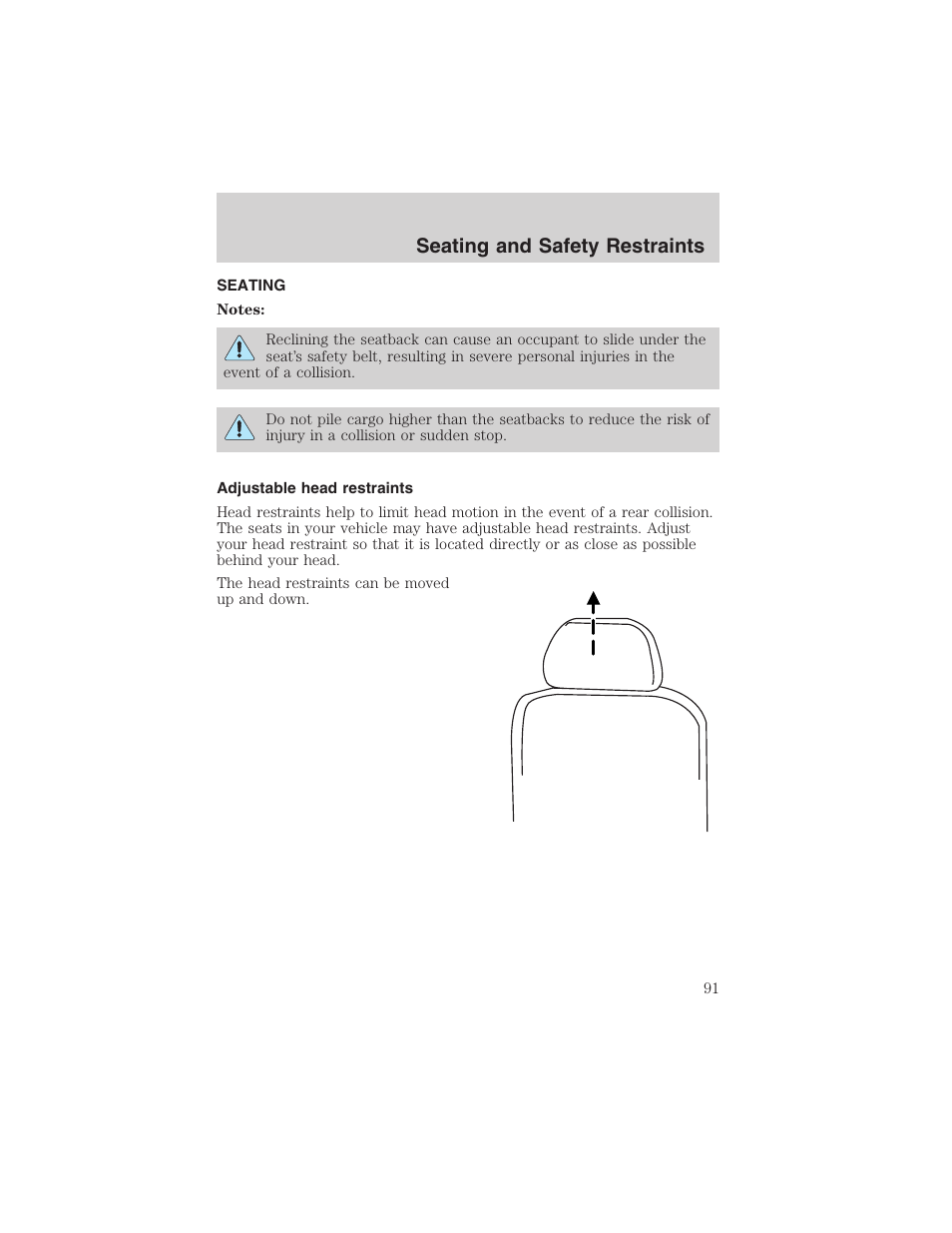 Seating and safety restraints | FORD 2003 Explorer v.1 User Manual | Page 91 / 272