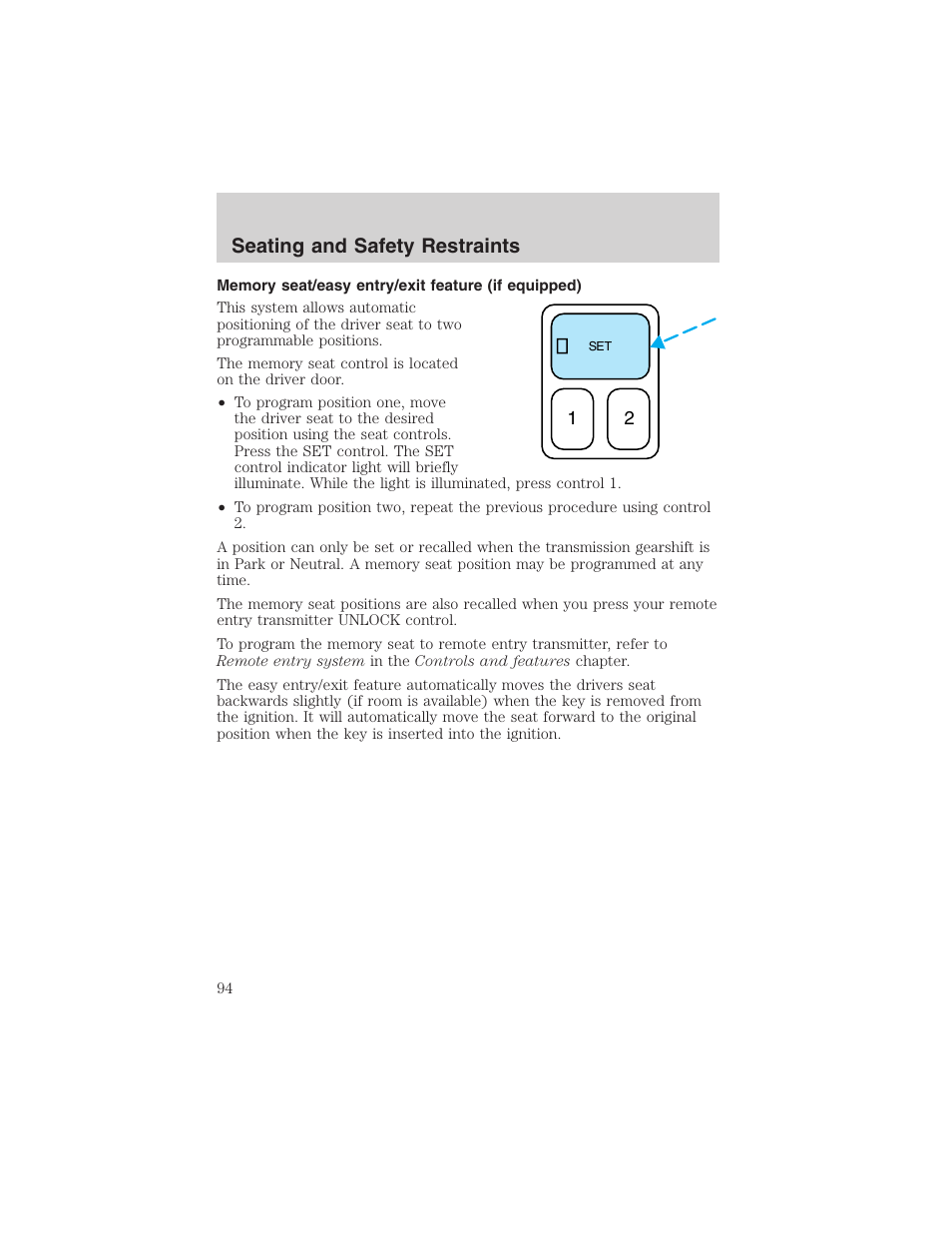 Seating and safety restraints | FORD 2003 Explorer v.1 User Manual | Page 94 / 272