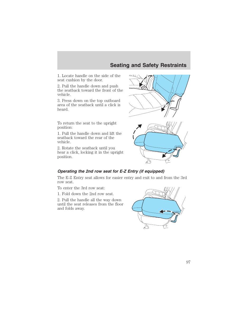 Seating and safety restraints | FORD 2003 Explorer v.1 User Manual | Page 97 / 272