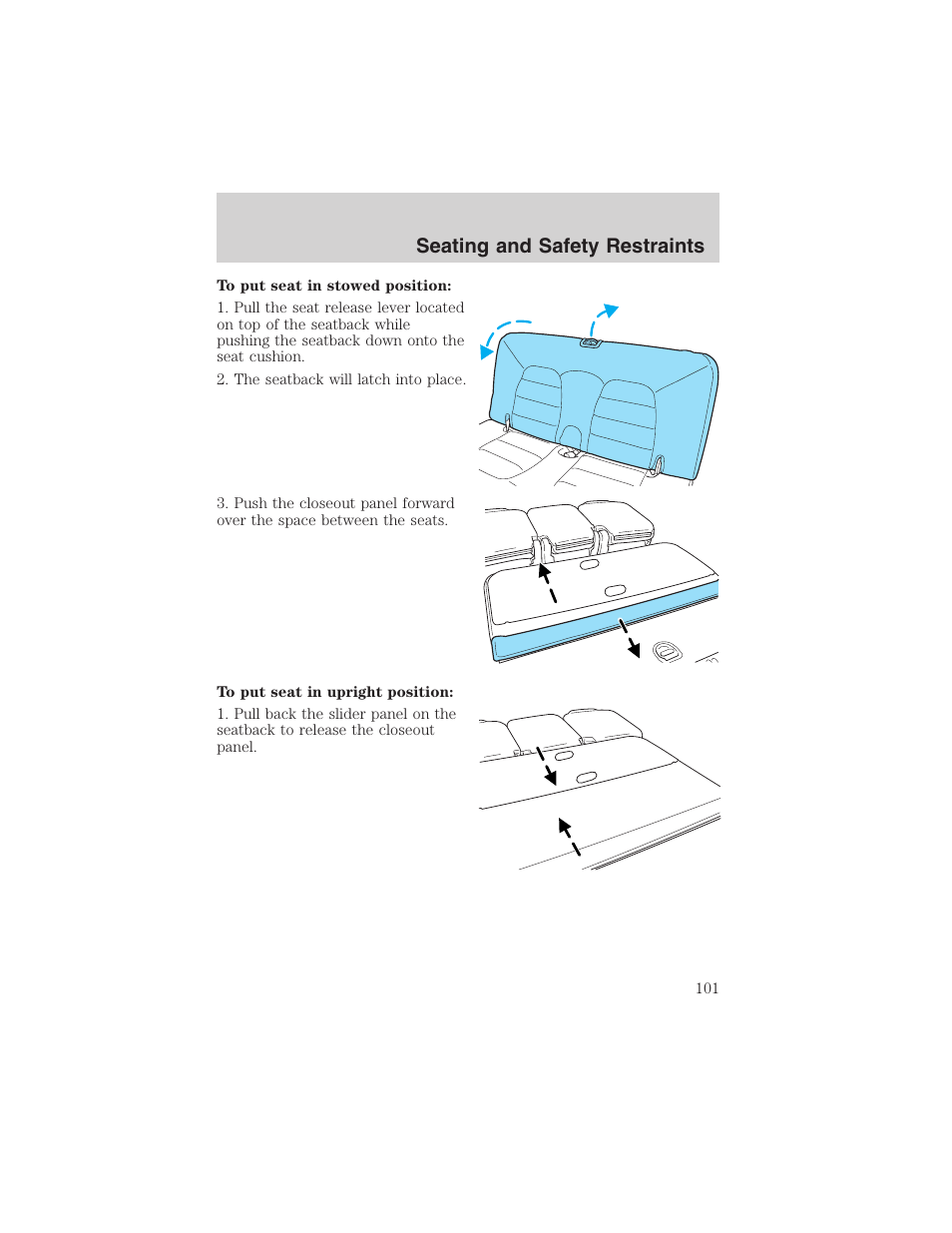 Seating and safety restraints | FORD 2003 Explorer v.2 User Manual | Page 101 / 280