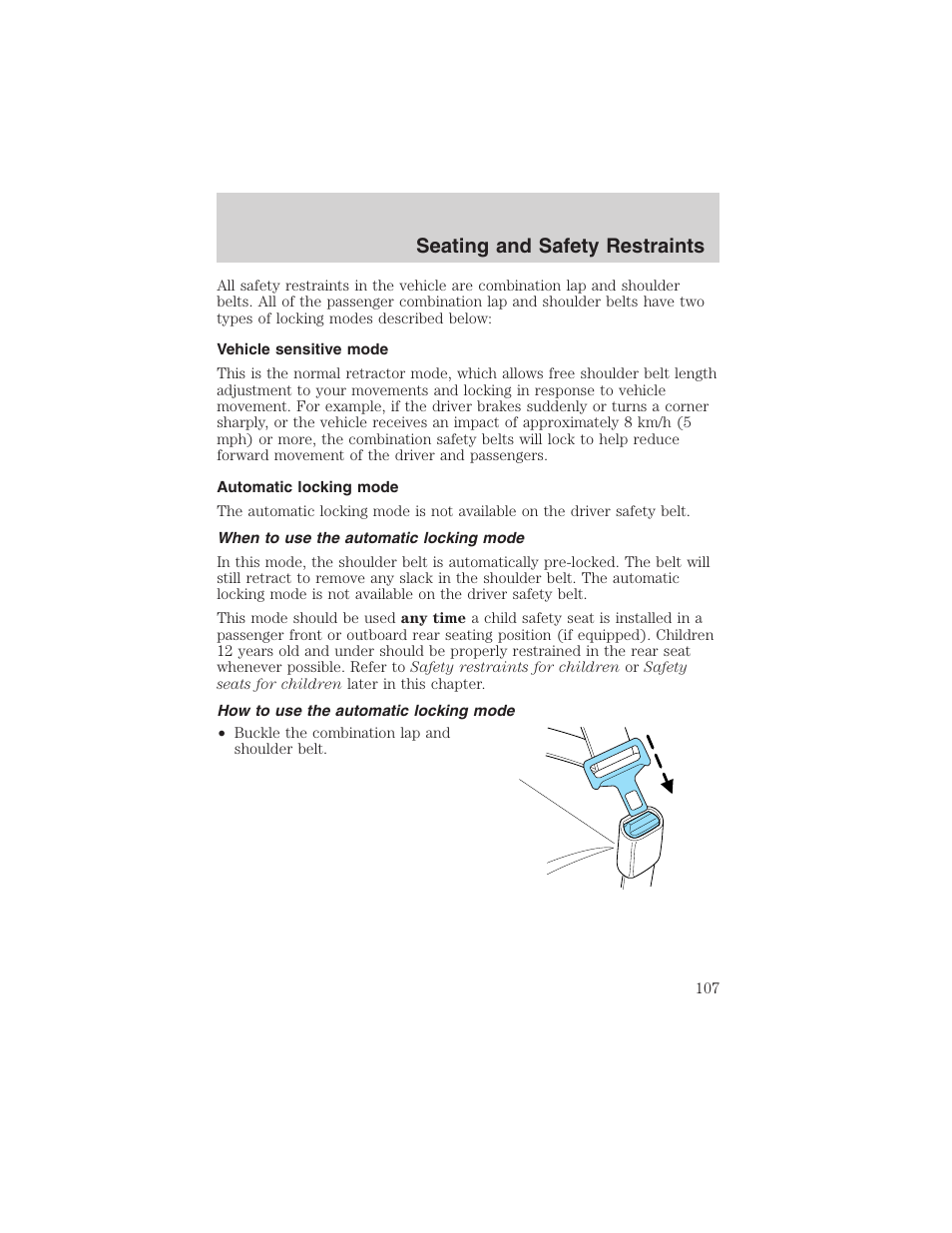 Seating and safety restraints | FORD 2003 Explorer v.2 User Manual | Page 107 / 280