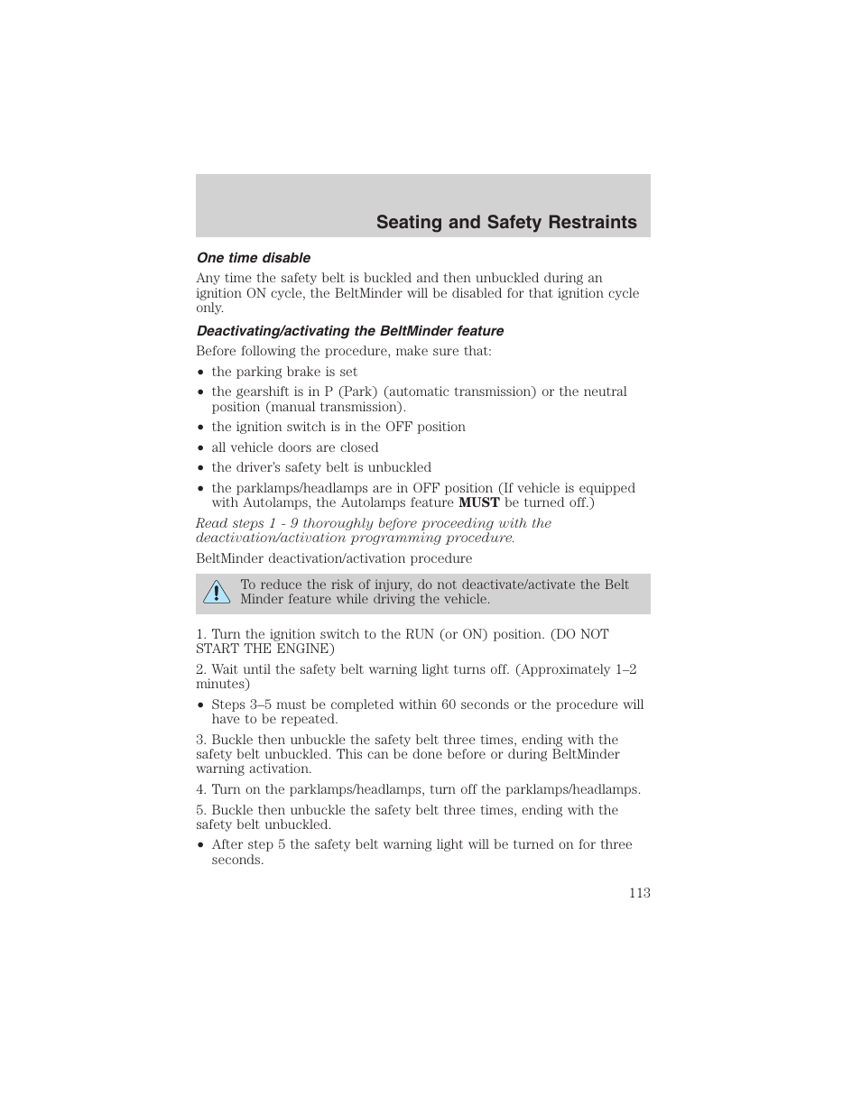 Seating and safety restraints | FORD 2003 Explorer v.2 User Manual | Page 113 / 280