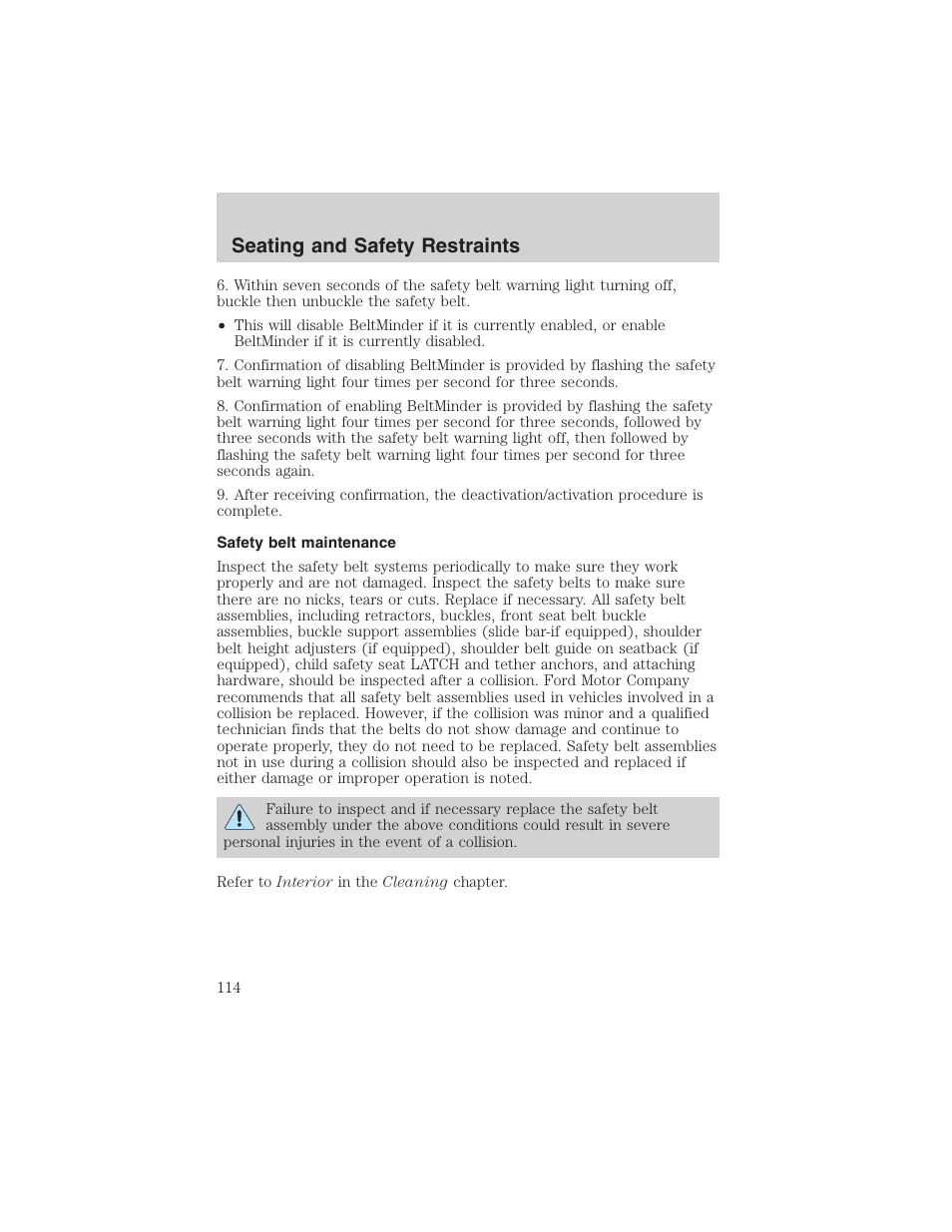 Seating and safety restraints | FORD 2003 Explorer v.2 User Manual | Page 114 / 280