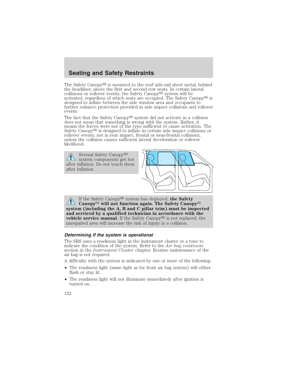 Seating and safety restraints | FORD 2003 Explorer v.2 User Manual | Page 122 / 280