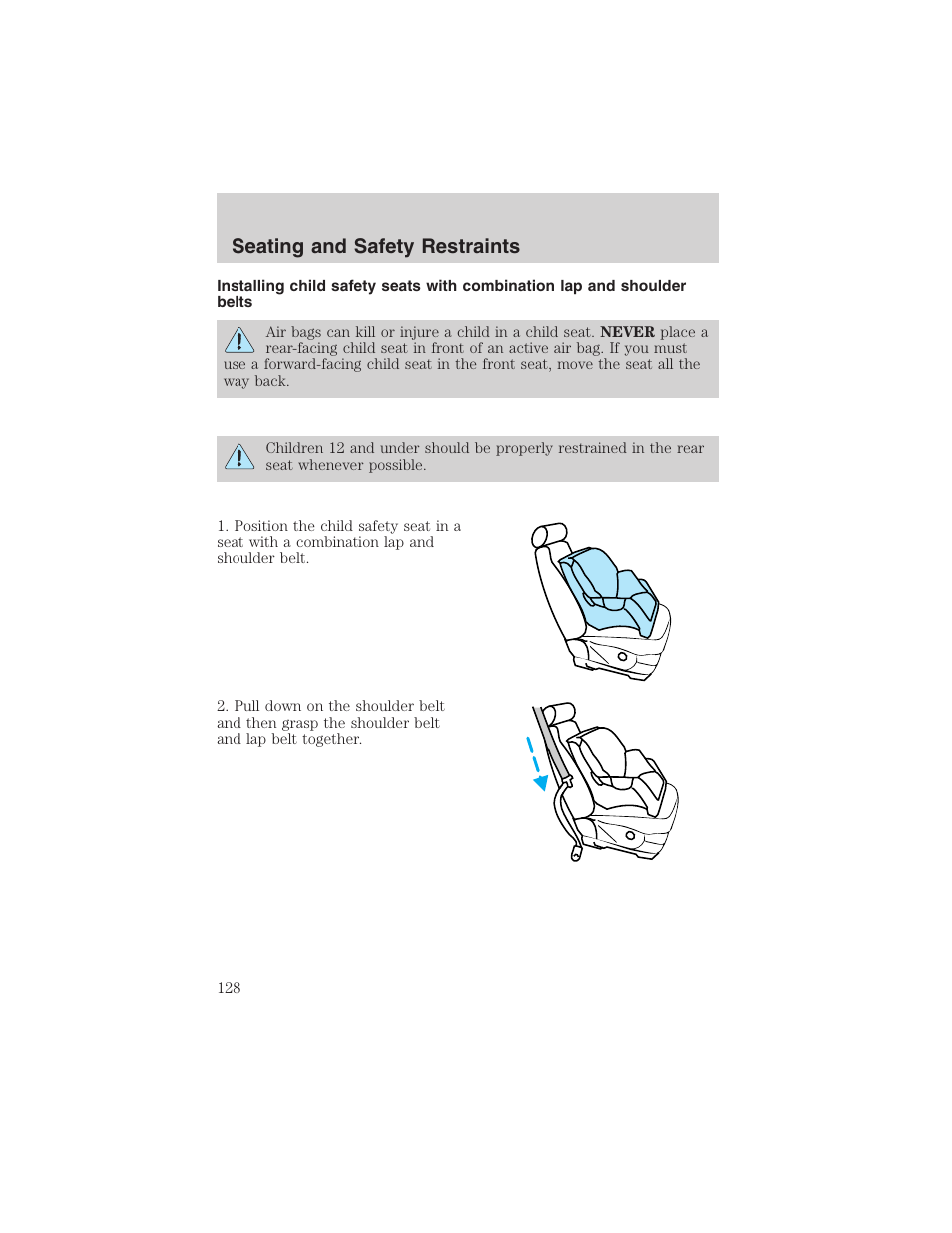 Seating and safety restraints | FORD 2003 Explorer v.2 User Manual | Page 128 / 280