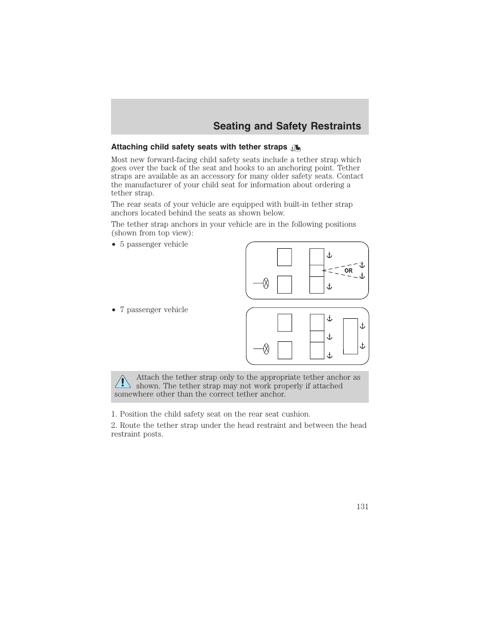 Seating and safety restraints | FORD 2003 Explorer v.2 User Manual | Page 131 / 280