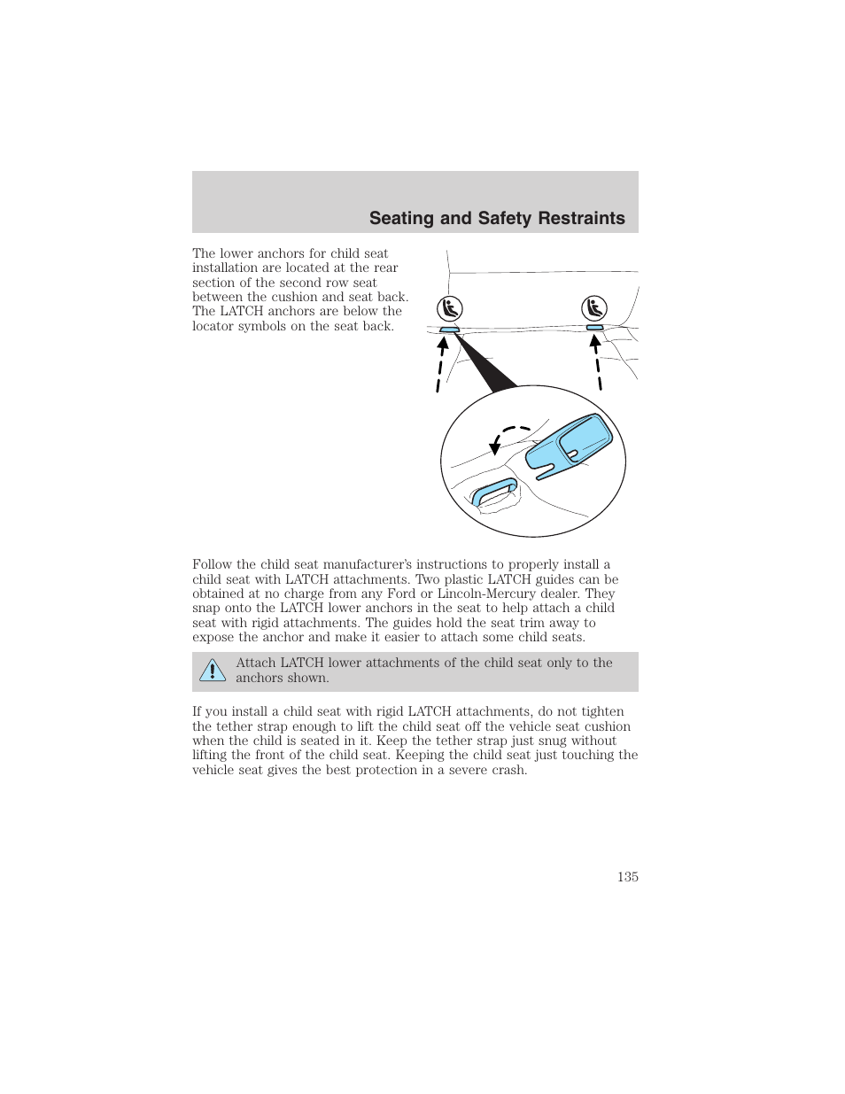 Seating and safety restraints | FORD 2003 Explorer v.2 User Manual | Page 135 / 280