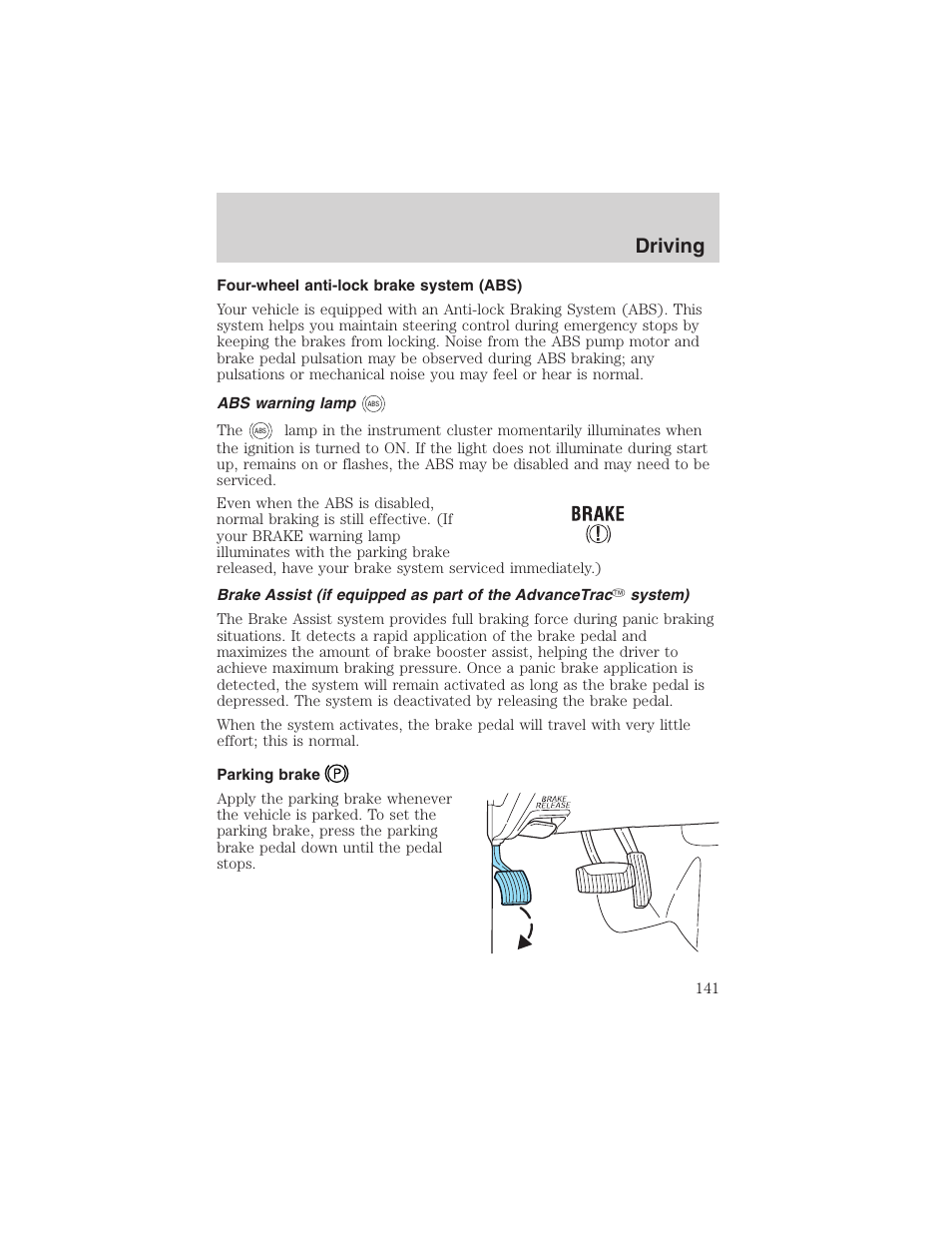 Driving | FORD 2003 Explorer v.2 User Manual | Page 141 / 280