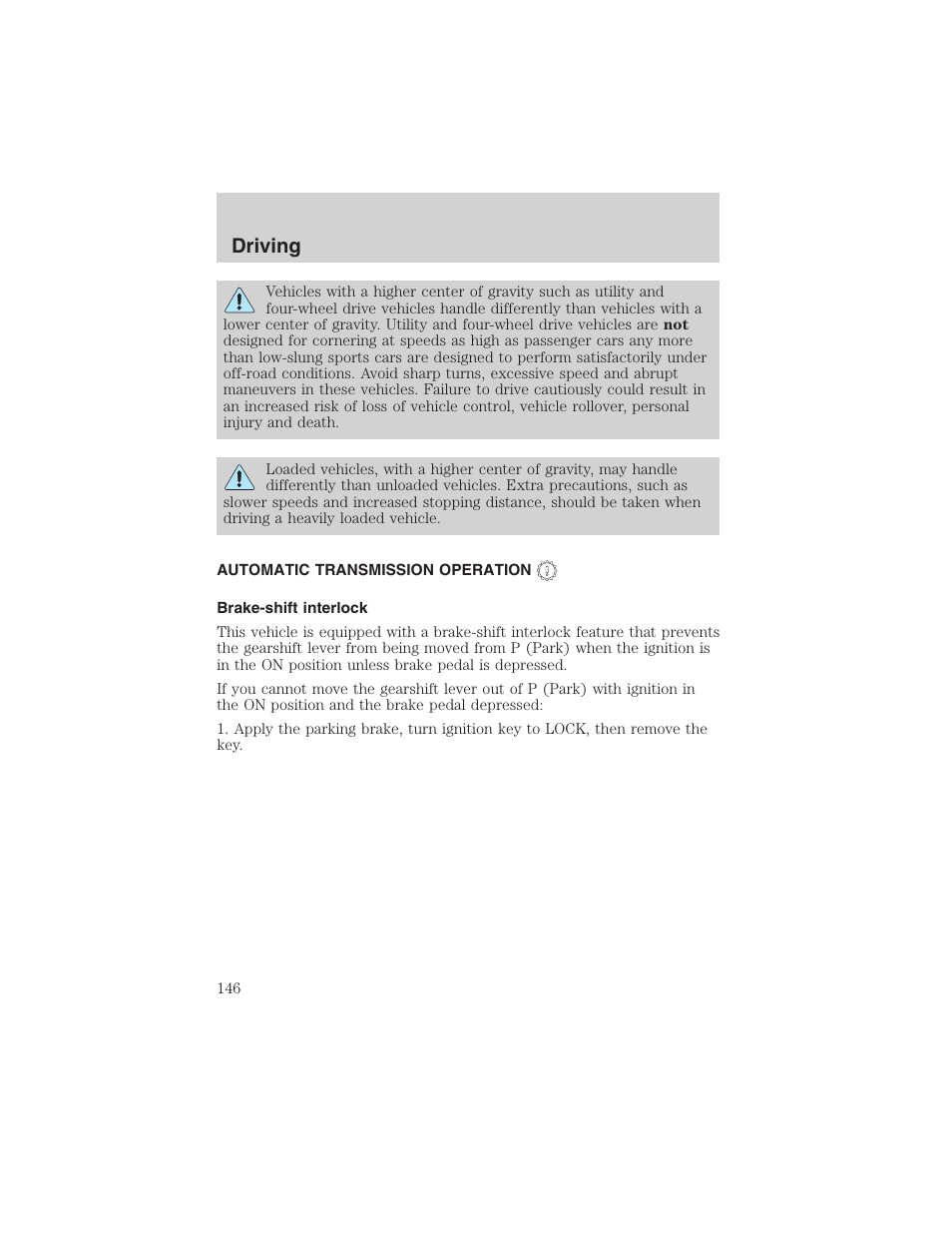 Driving | FORD 2003 Explorer v.2 User Manual | Page 146 / 280