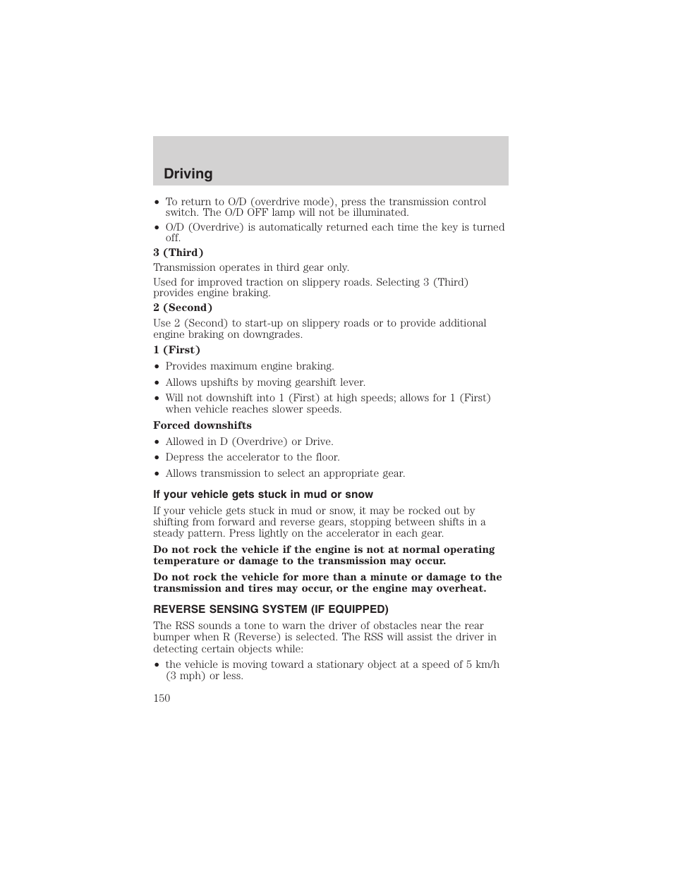 Driving | FORD 2003 Explorer v.2 User Manual | Page 150 / 280