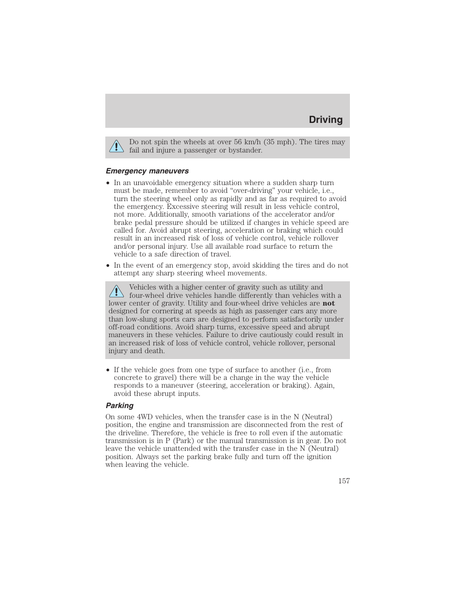 Driving | FORD 2003 Explorer v.2 User Manual | Page 157 / 280