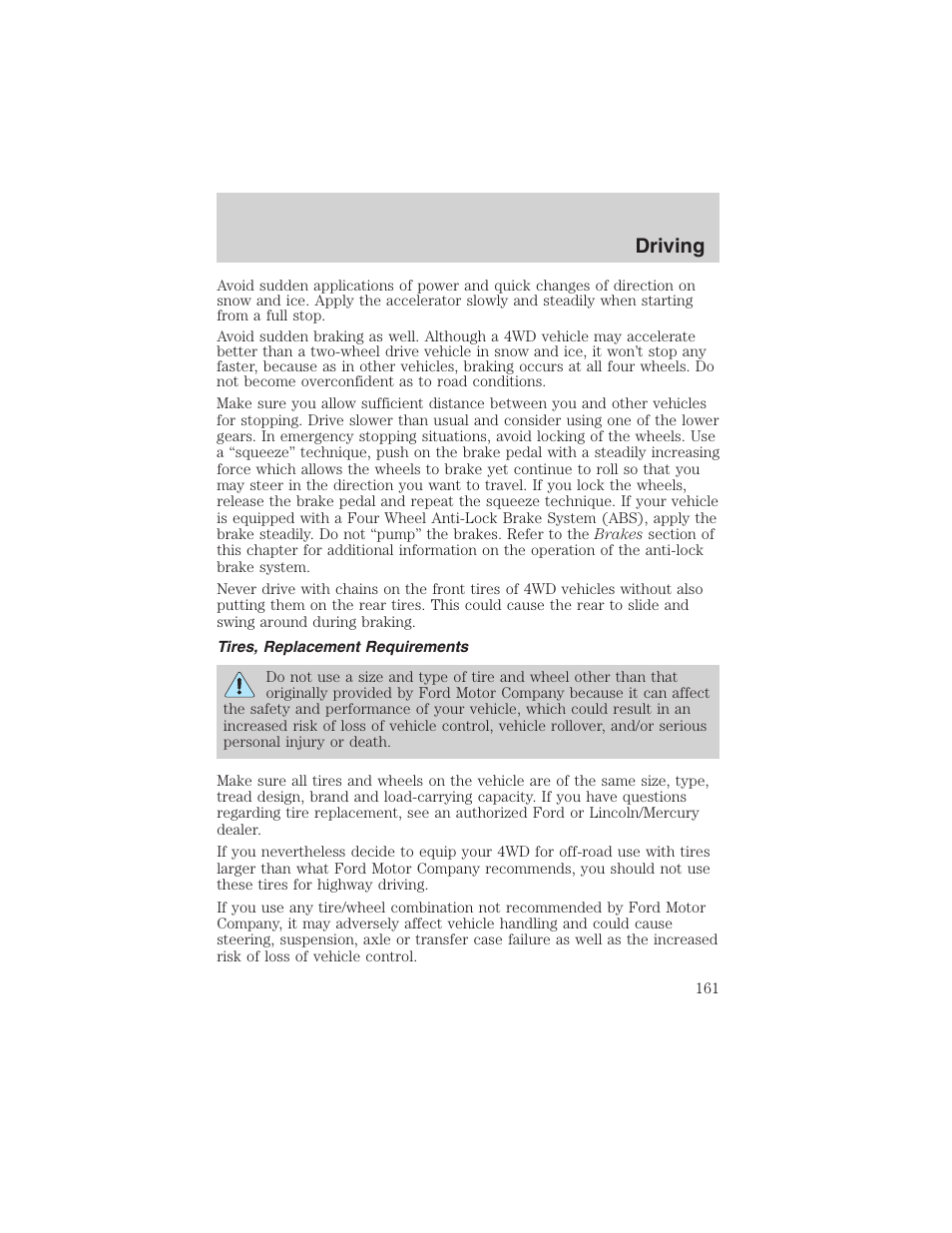 Driving | FORD 2003 Explorer v.2 User Manual | Page 161 / 280
