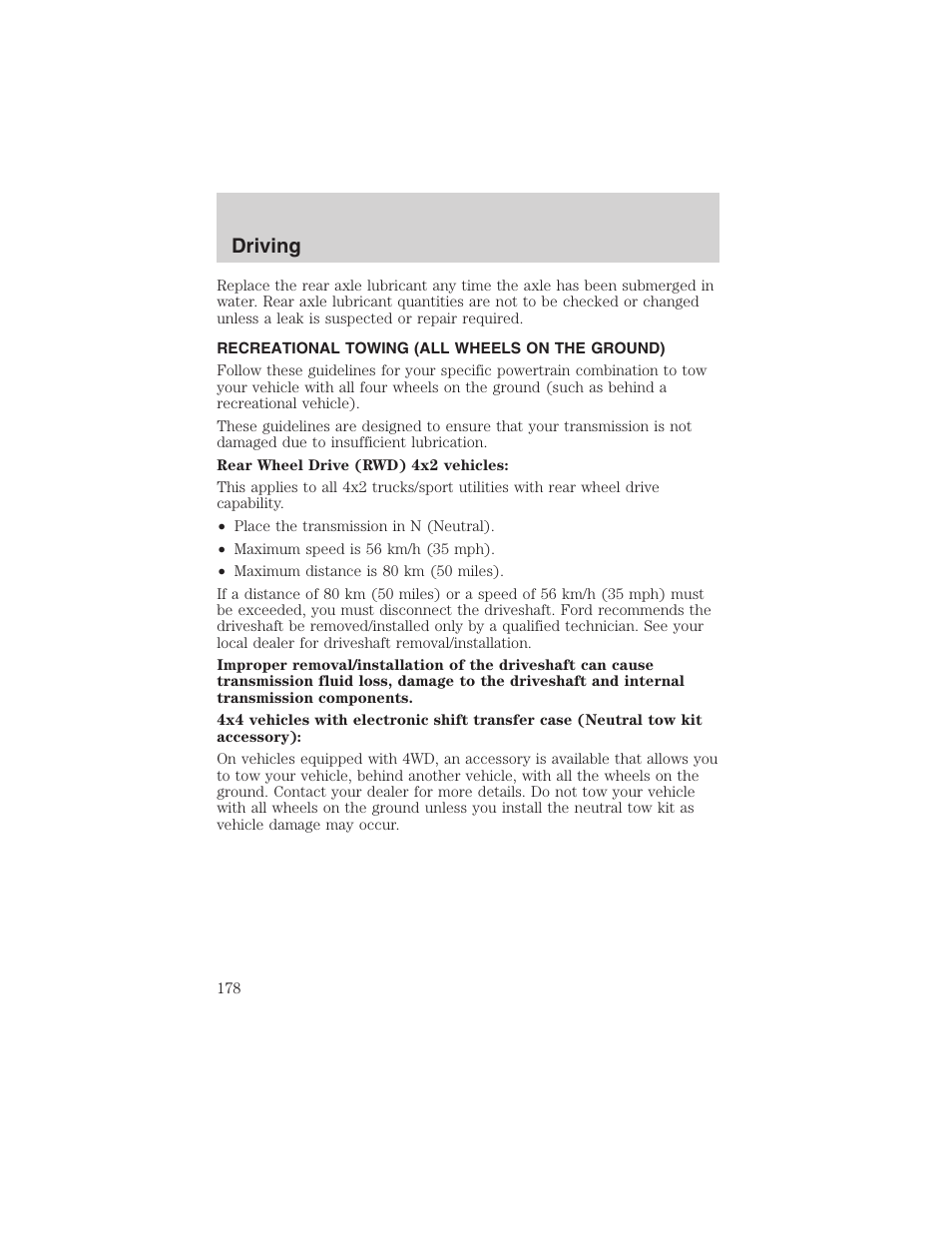 Driving | FORD 2003 Explorer v.2 User Manual | Page 178 / 280