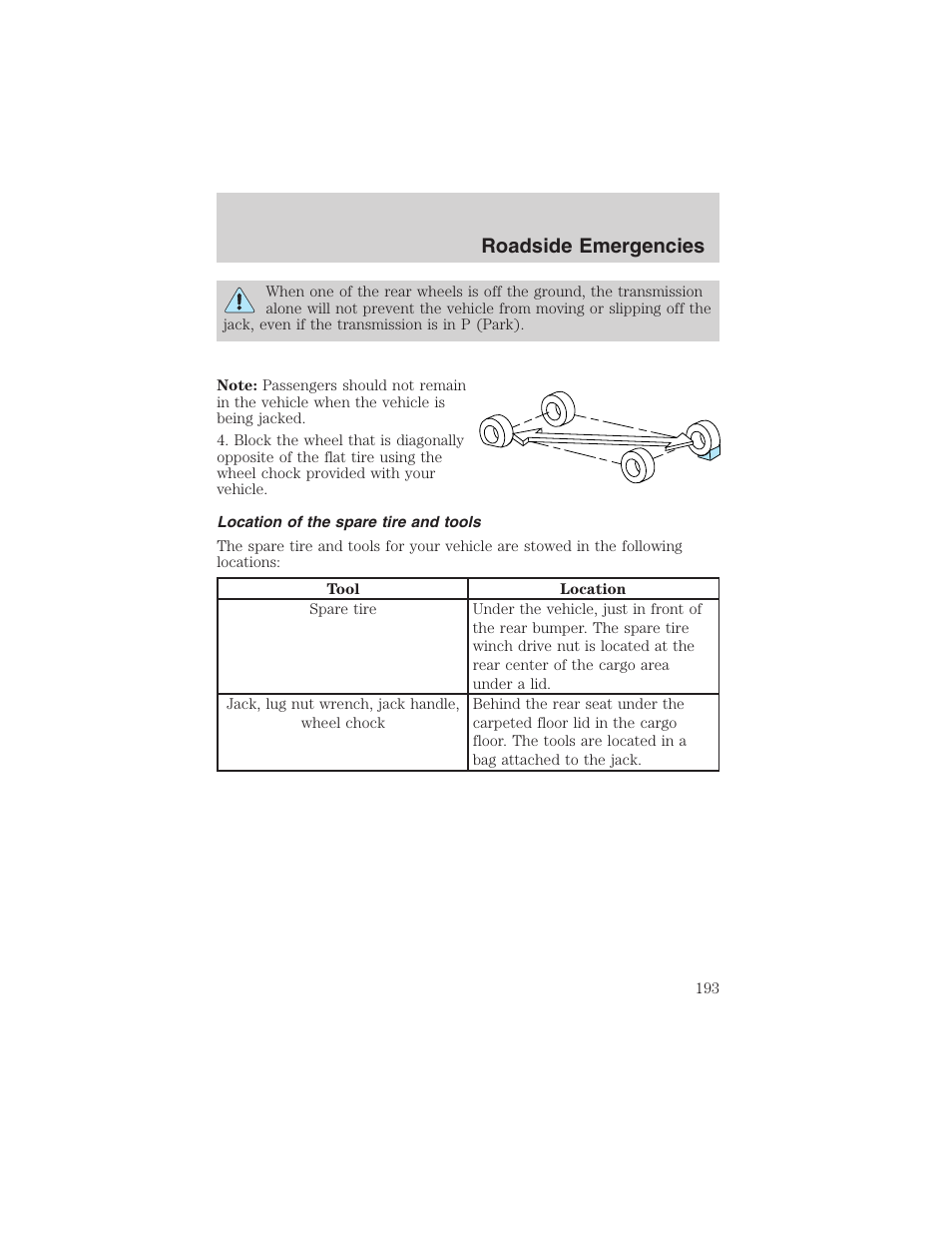 Roadside emergencies | FORD 2003 Explorer v.2 User Manual | Page 193 / 280