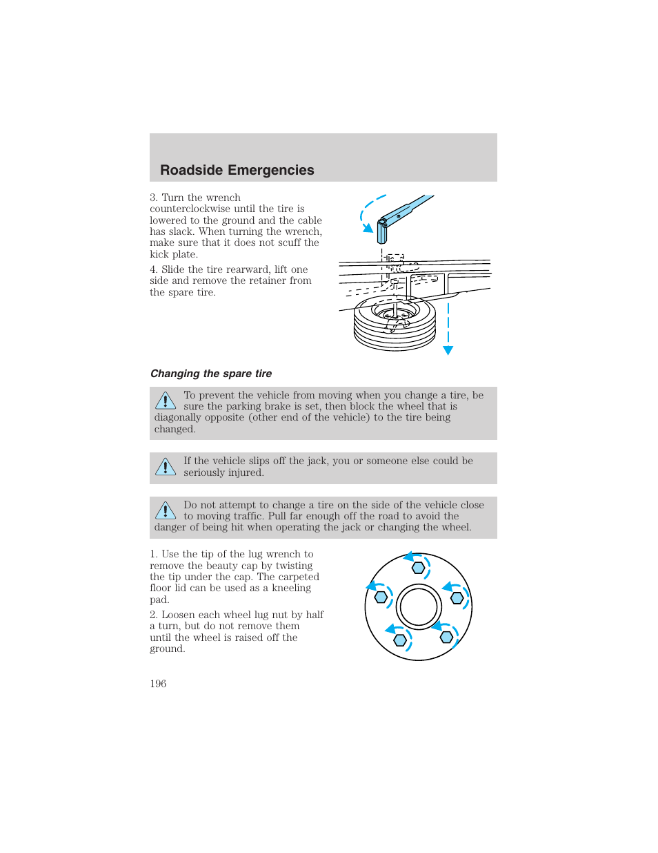 Roadside emergencies | FORD 2003 Explorer v.2 User Manual | Page 196 / 280
