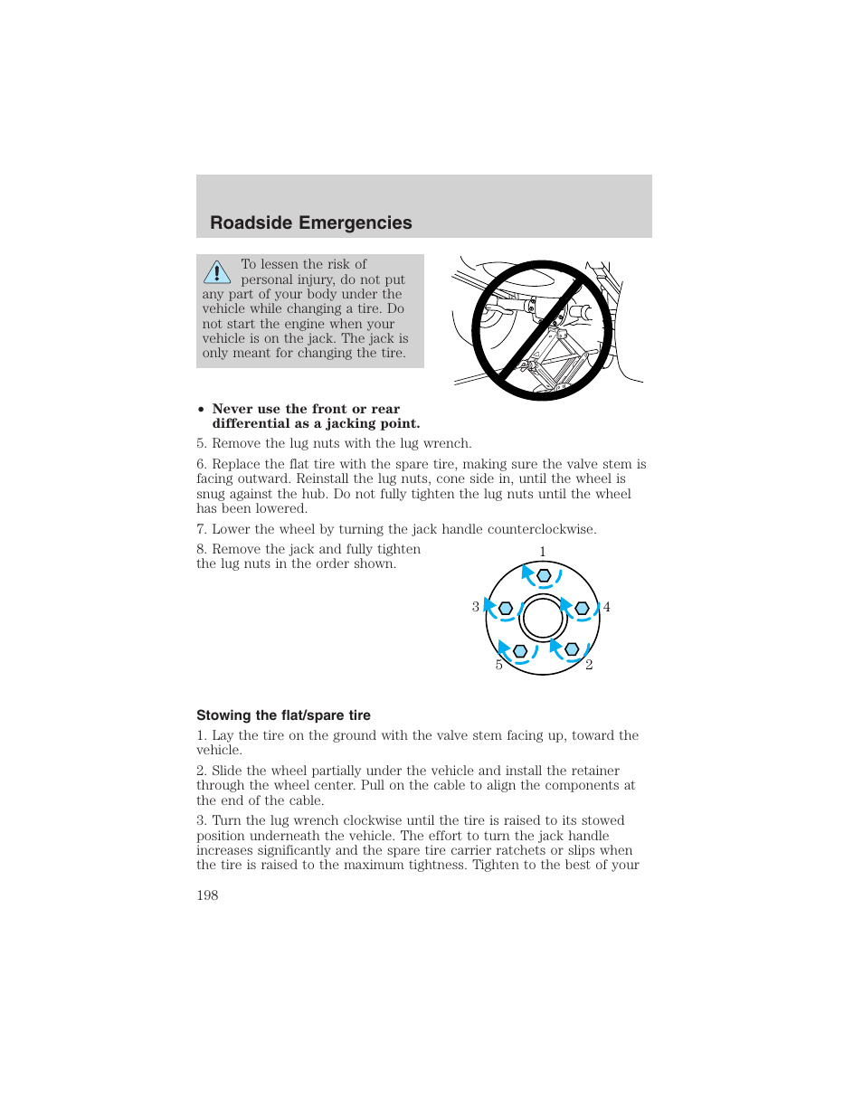 Roadside emergencies | FORD 2003 Explorer v.2 User Manual | Page 198 / 280