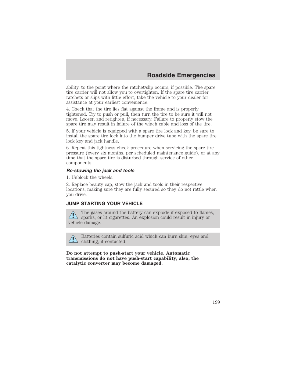 Roadside emergencies | FORD 2003 Explorer v.2 User Manual | Page 199 / 280