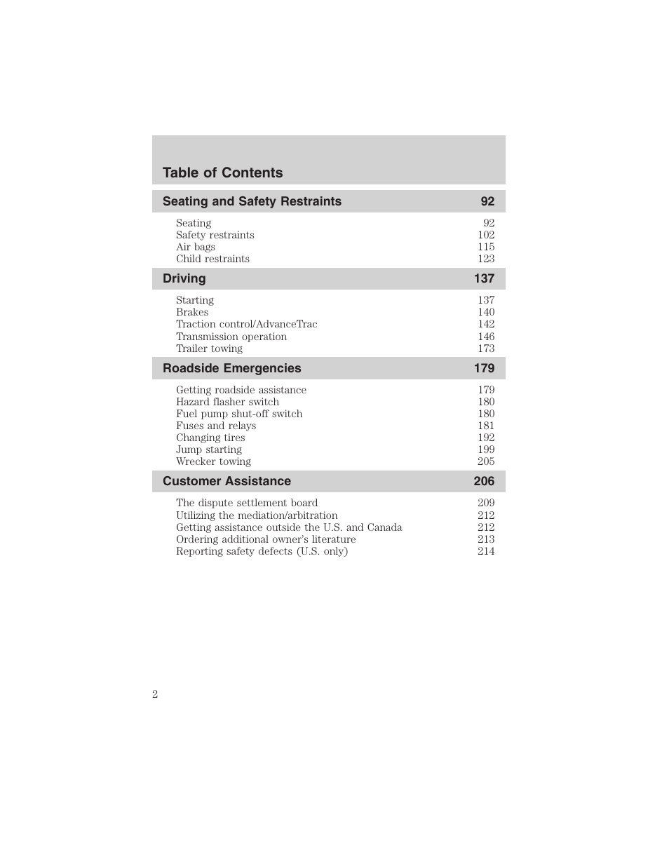 FORD 2003 Explorer v.2 User Manual | Page 2 / 280