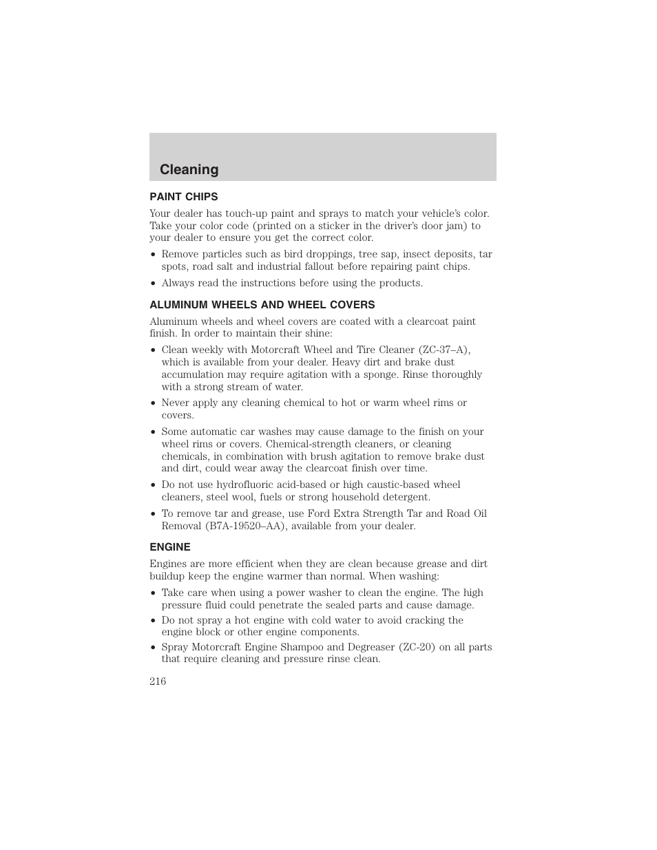 Cleaning | FORD 2003 Explorer v.2 User Manual | Page 216 / 280