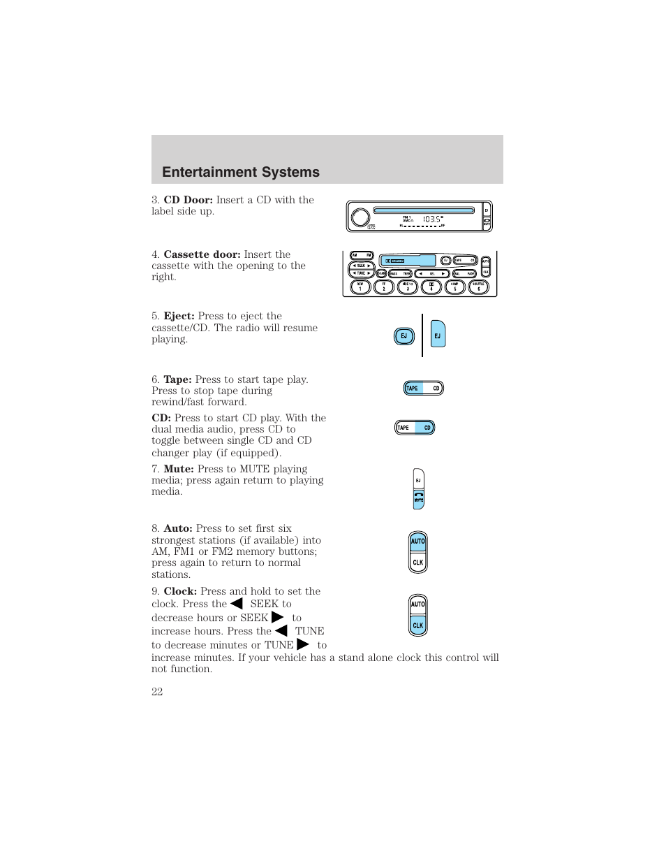 Entertainment systems | FORD 2003 Explorer v.2 User Manual | Page 22 / 280