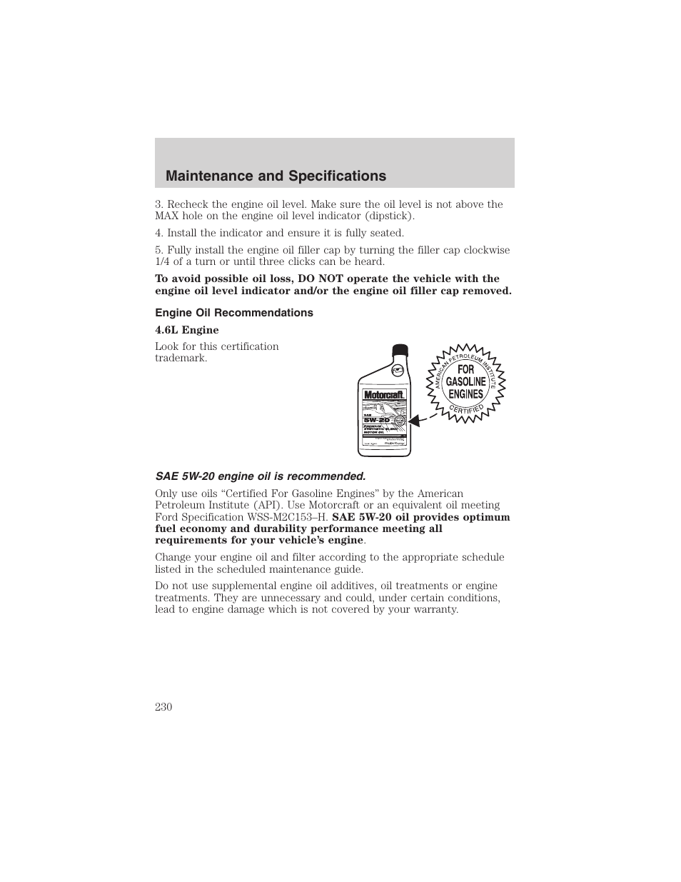 Maintenance and specifications | FORD 2003 Explorer v.2 User Manual | Page 230 / 280