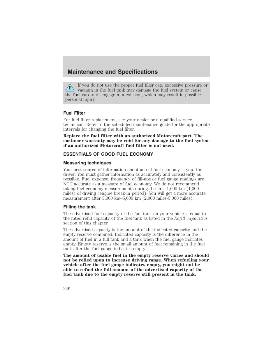 Maintenance and specifications | FORD 2003 Explorer v.2 User Manual | Page 246 / 280