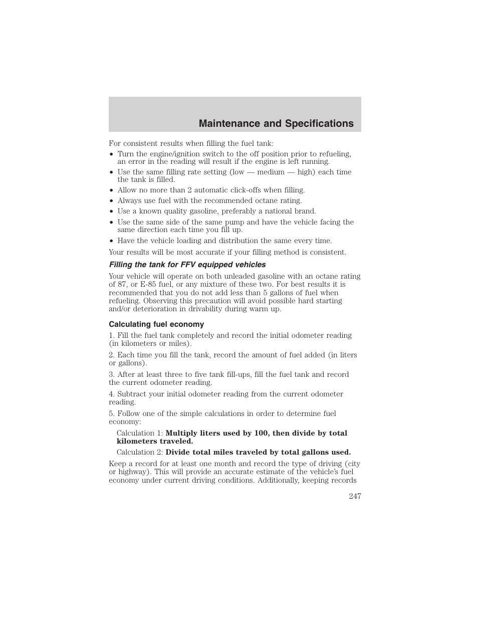 Maintenance and specifications | FORD 2003 Explorer v.2 User Manual | Page 247 / 280