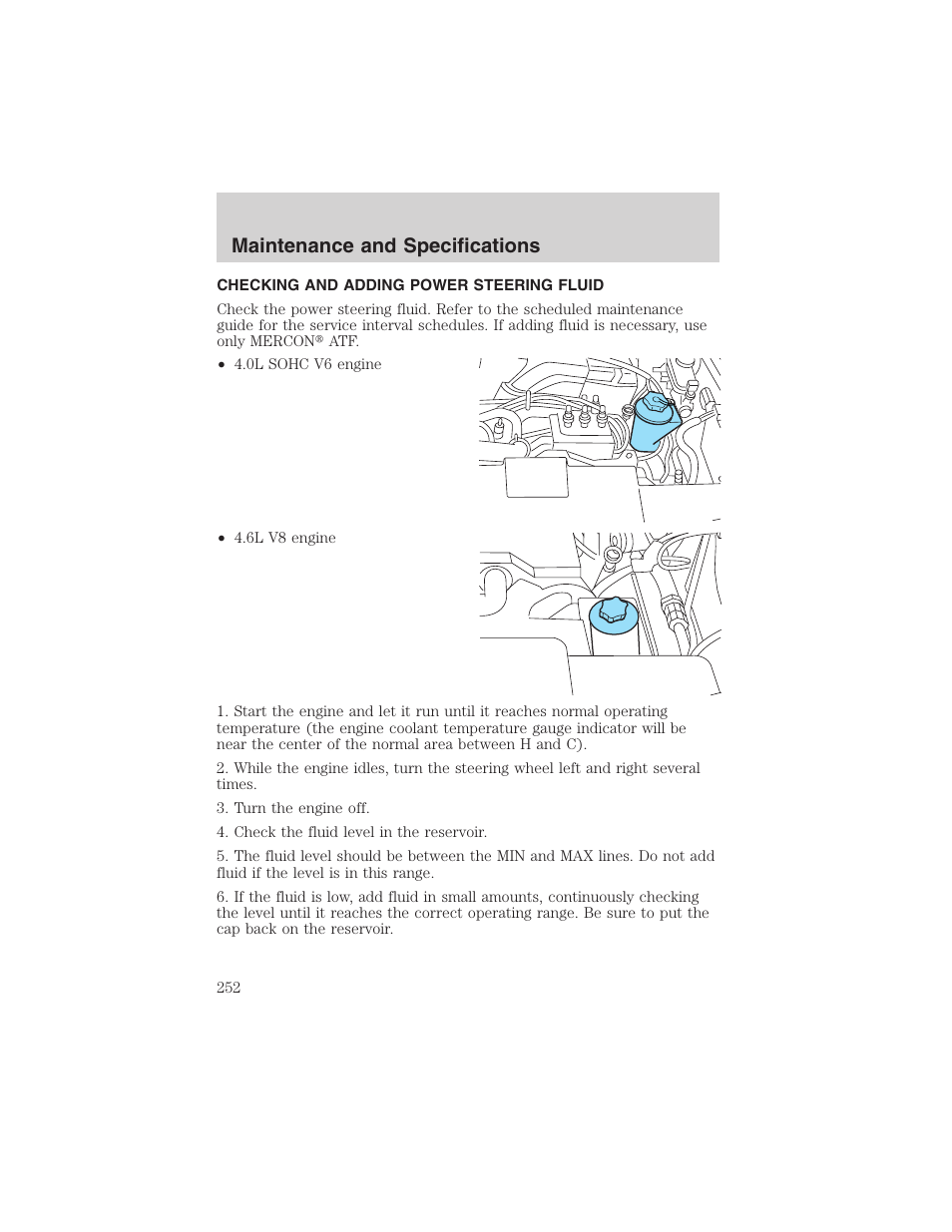 Maintenance and specifications | FORD 2003 Explorer v.2 User Manual | Page 252 / 280