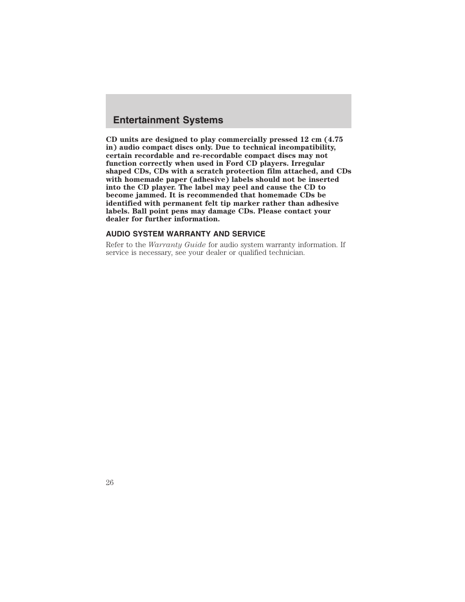 Entertainment systems | FORD 2003 Explorer v.2 User Manual | Page 26 / 280