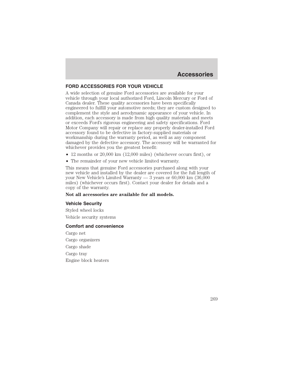 Accessories | FORD 2003 Explorer v.2 User Manual | Page 269 / 280