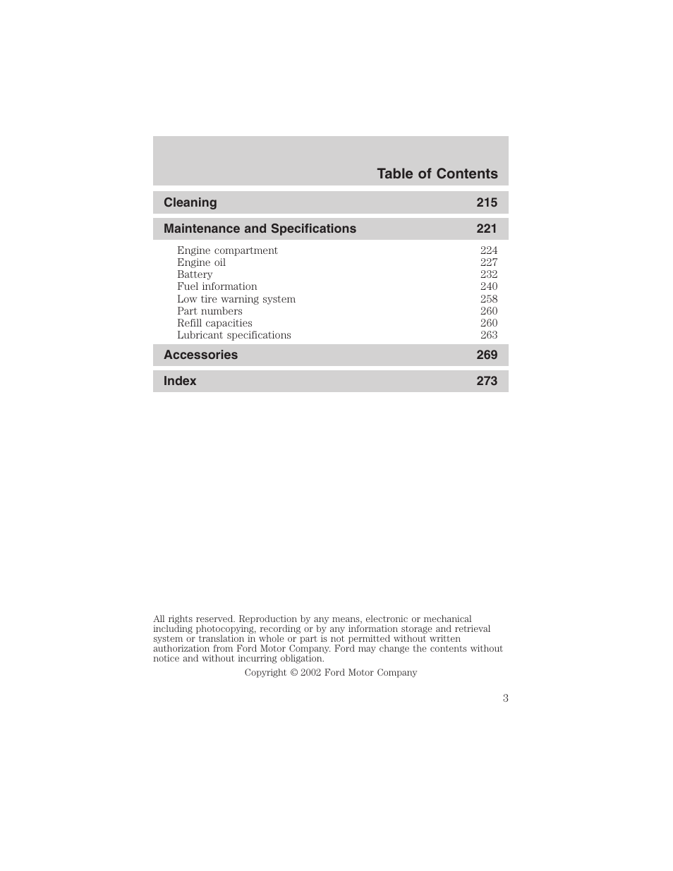 FORD 2003 Explorer v.2 User Manual | Page 3 / 280