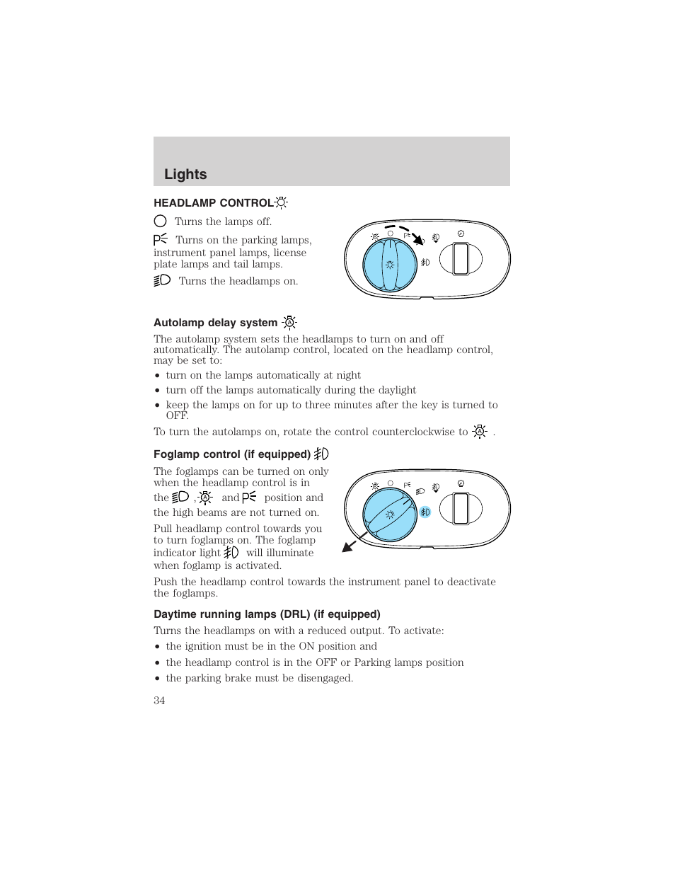 Lights | FORD 2003 Explorer v.2 User Manual | Page 34 / 280