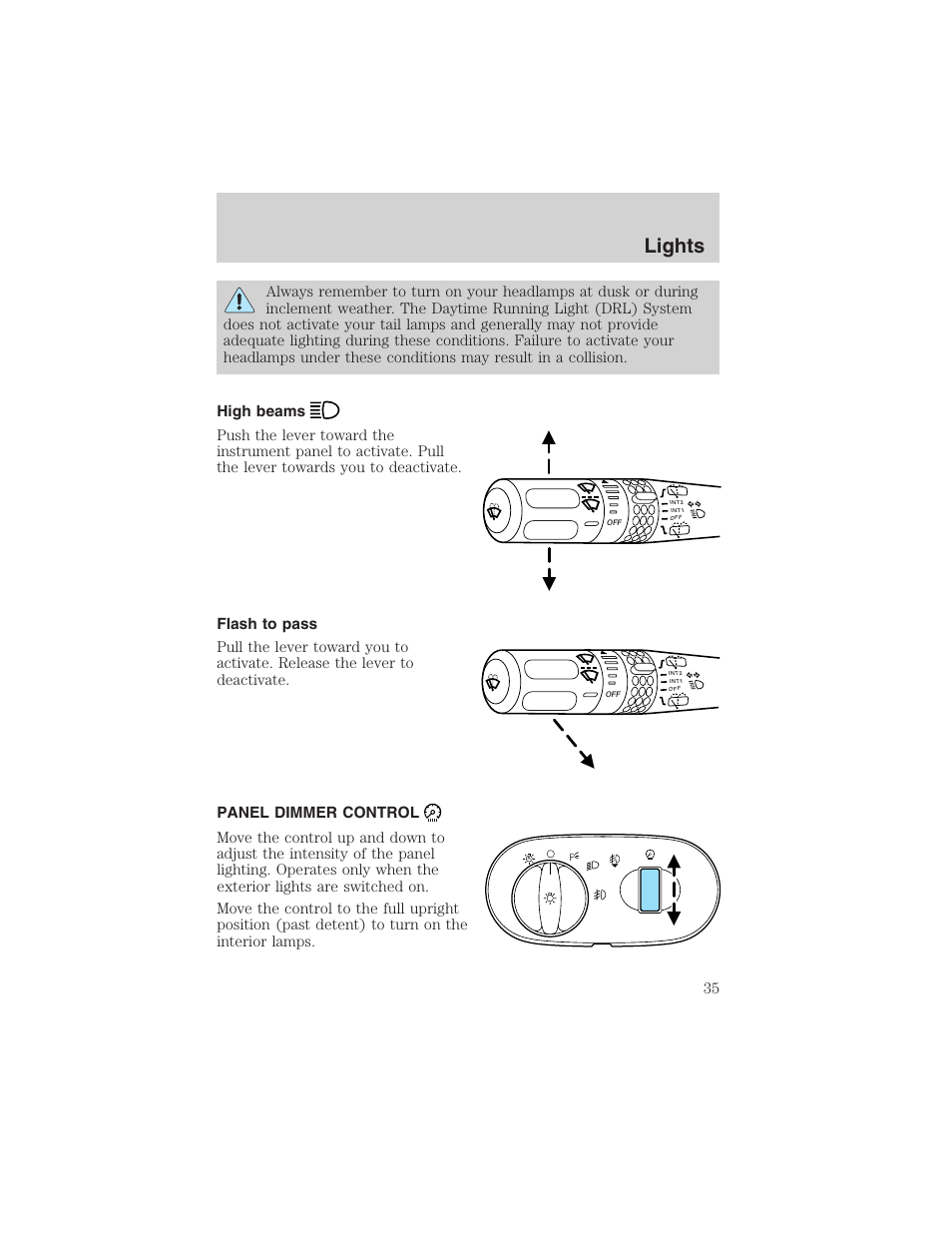 Lights | FORD 2003 Explorer v.2 User Manual | Page 35 / 280