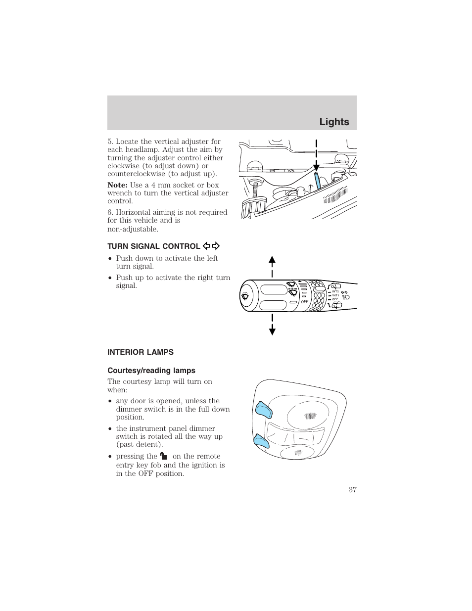 Lights | FORD 2003 Explorer v.2 User Manual | Page 37 / 280