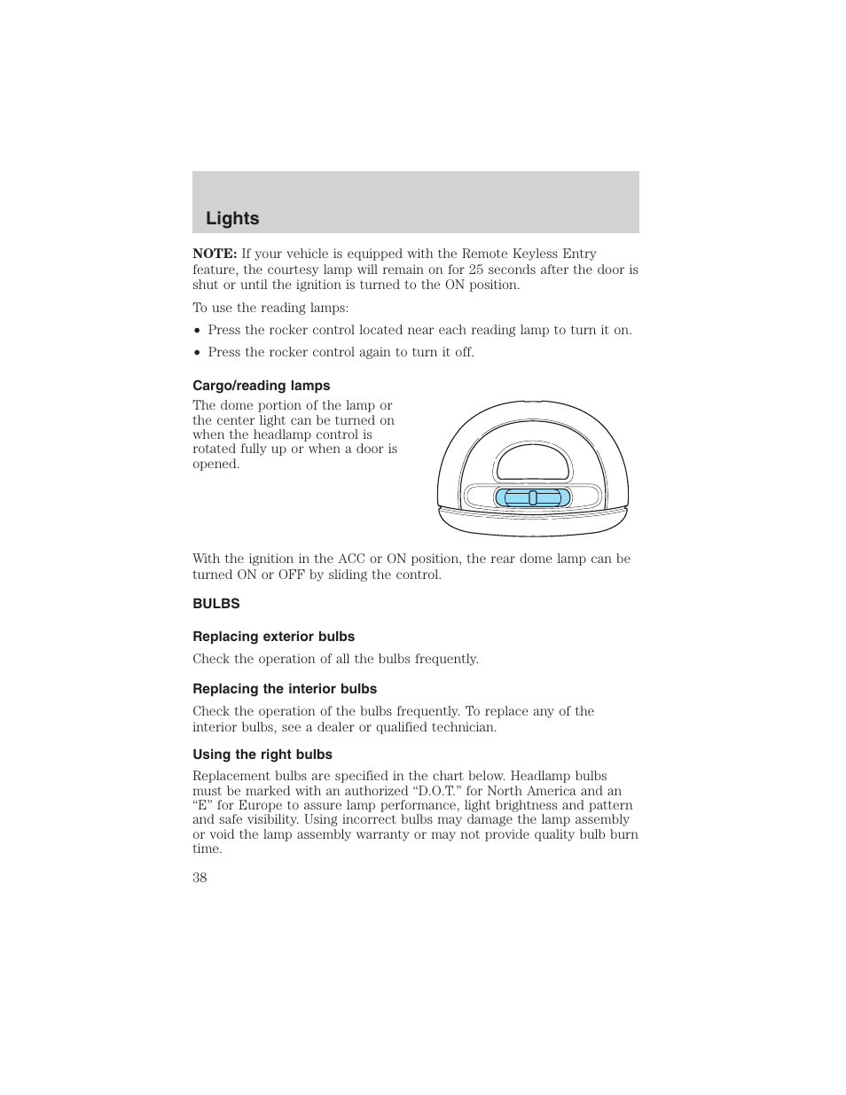Lights | FORD 2003 Explorer v.2 User Manual | Page 38 / 280