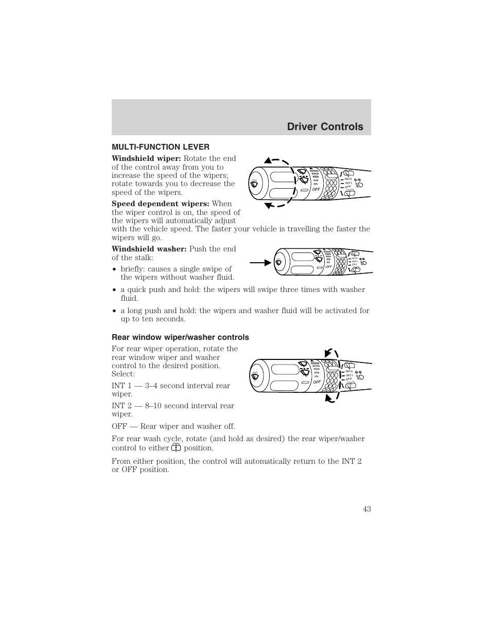 Driver controls | FORD 2003 Explorer v.2 User Manual | Page 43 / 280