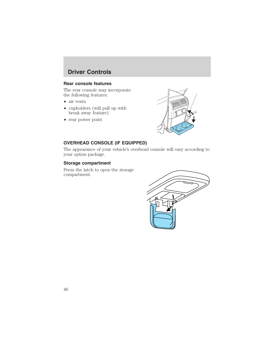 Driver controls | FORD 2003 Explorer v.2 User Manual | Page 46 / 280