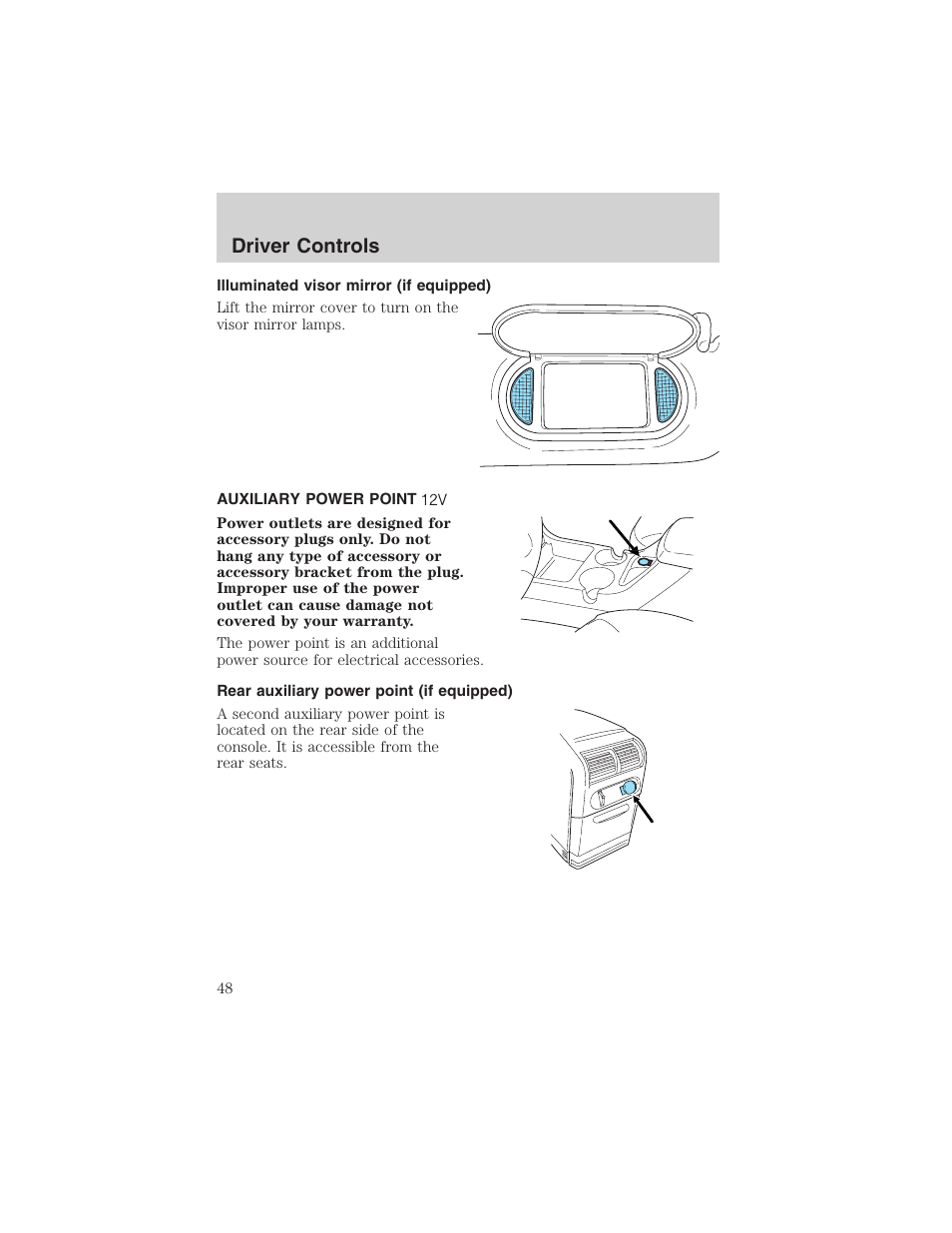 Driver controls | FORD 2003 Explorer v.2 User Manual | Page 48 / 280