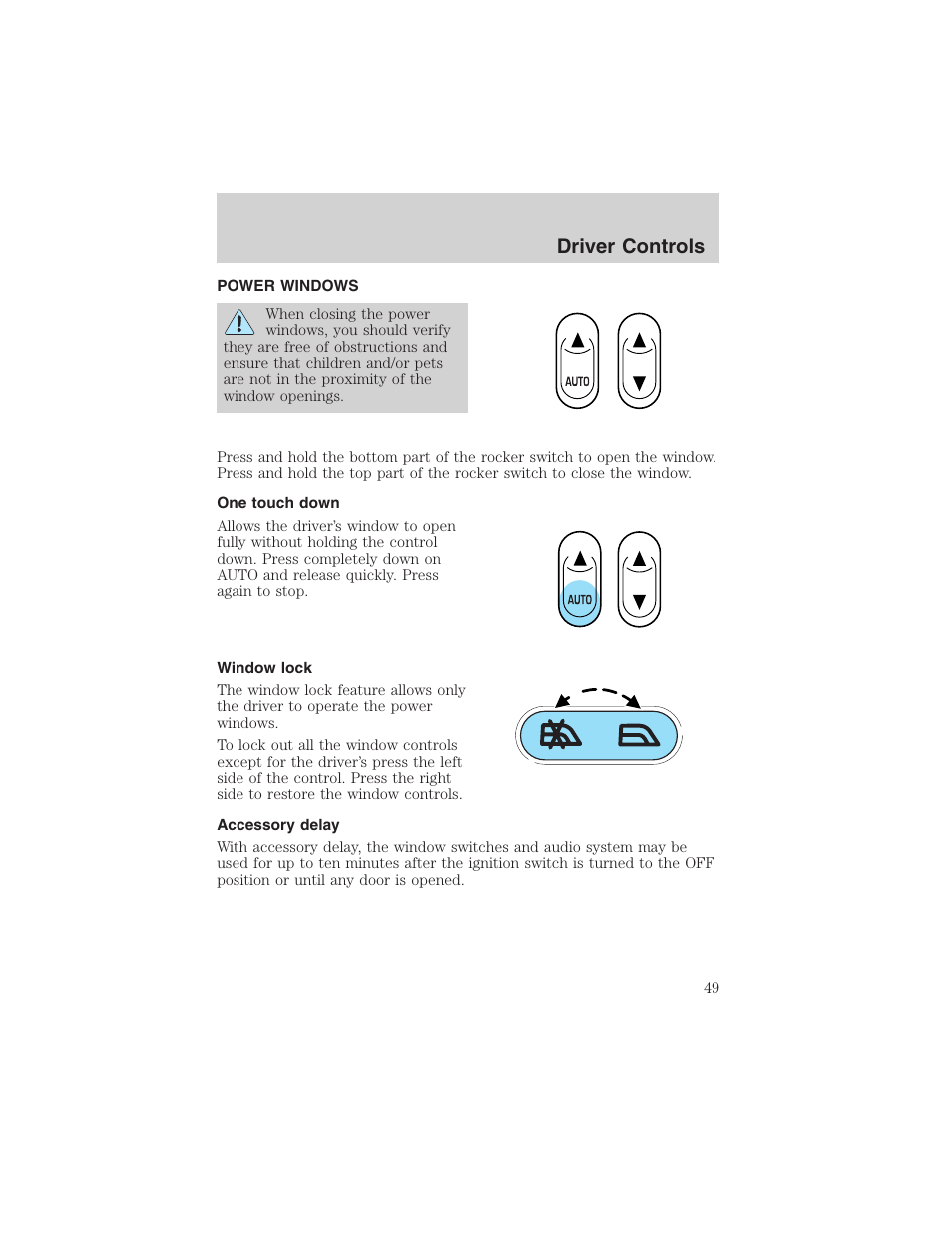 Driver controls | FORD 2003 Explorer v.2 User Manual | Page 49 / 280