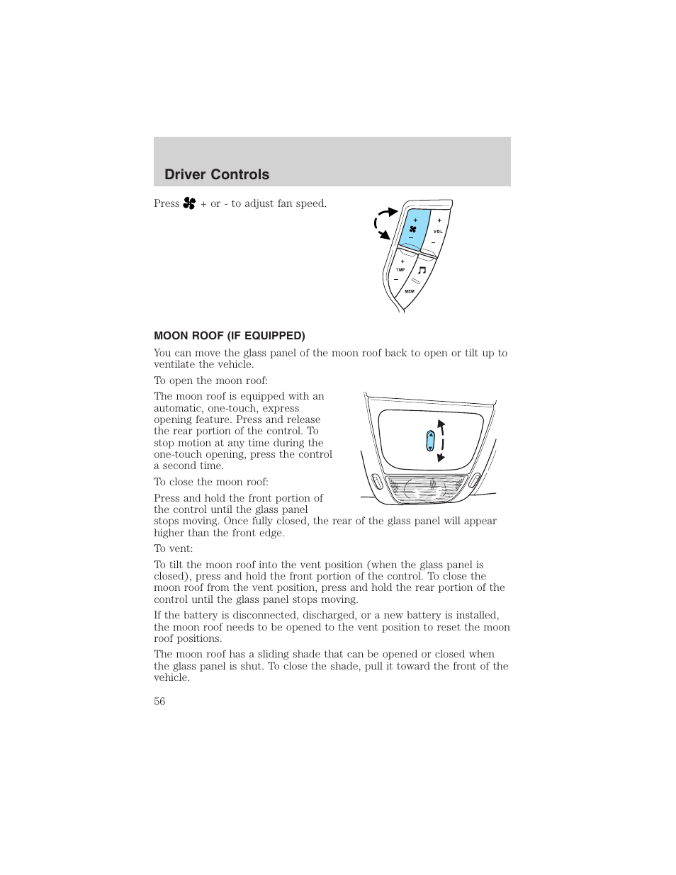 Driver controls | FORD 2003 Explorer v.2 User Manual | Page 56 / 280