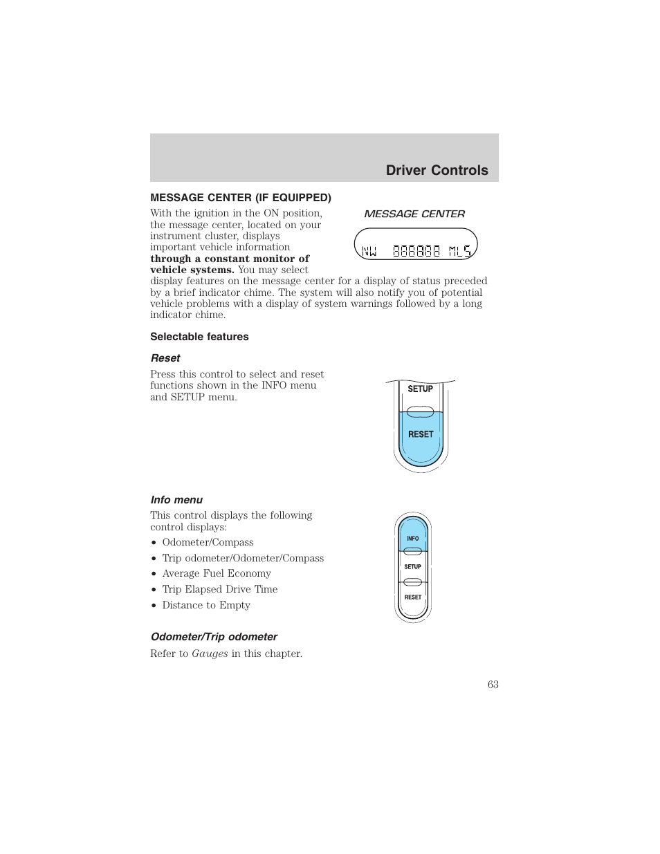 Driver controls | FORD 2003 Explorer v.2 User Manual | Page 63 / 280