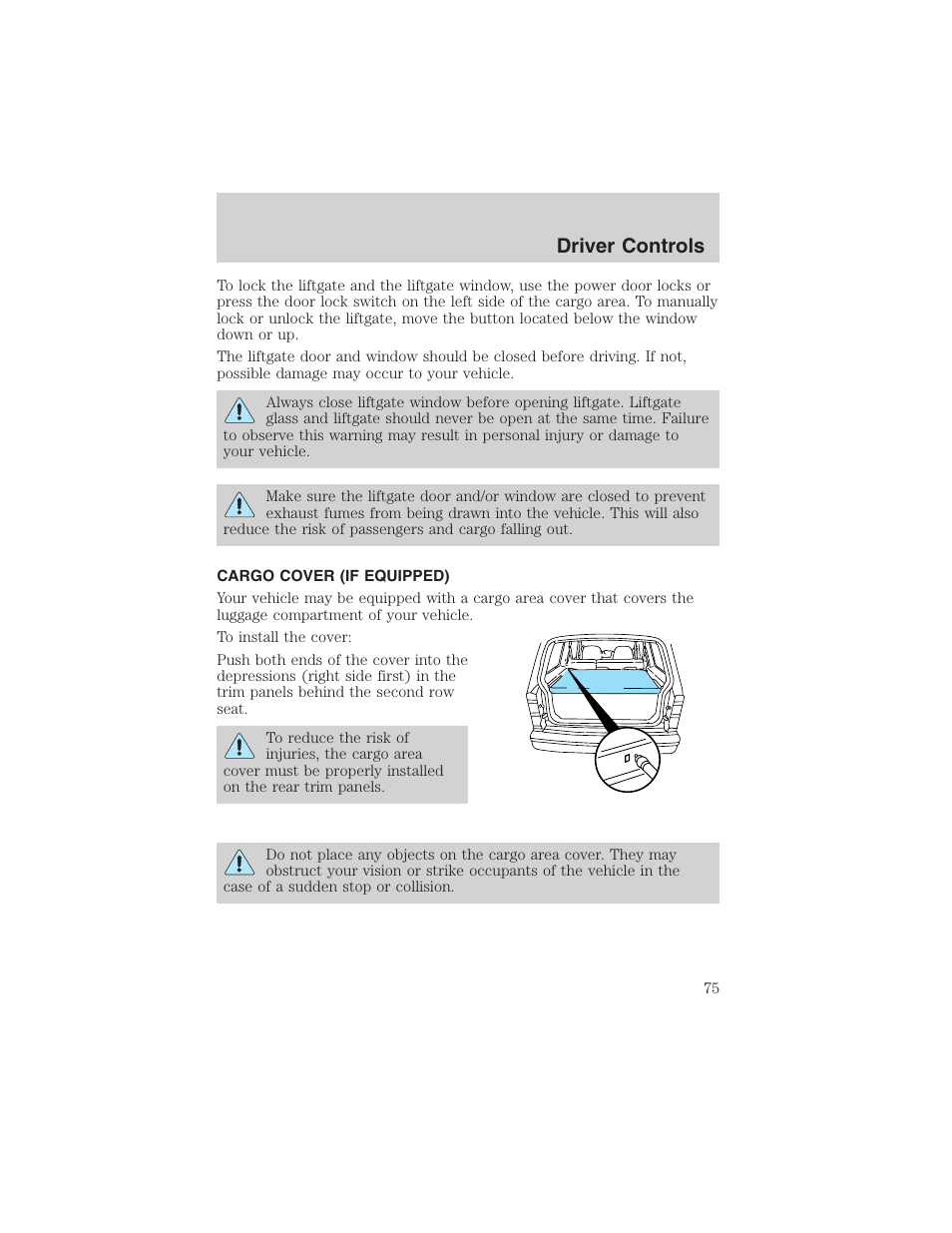 Driver controls | FORD 2003 Explorer v.2 User Manual | Page 75 / 280