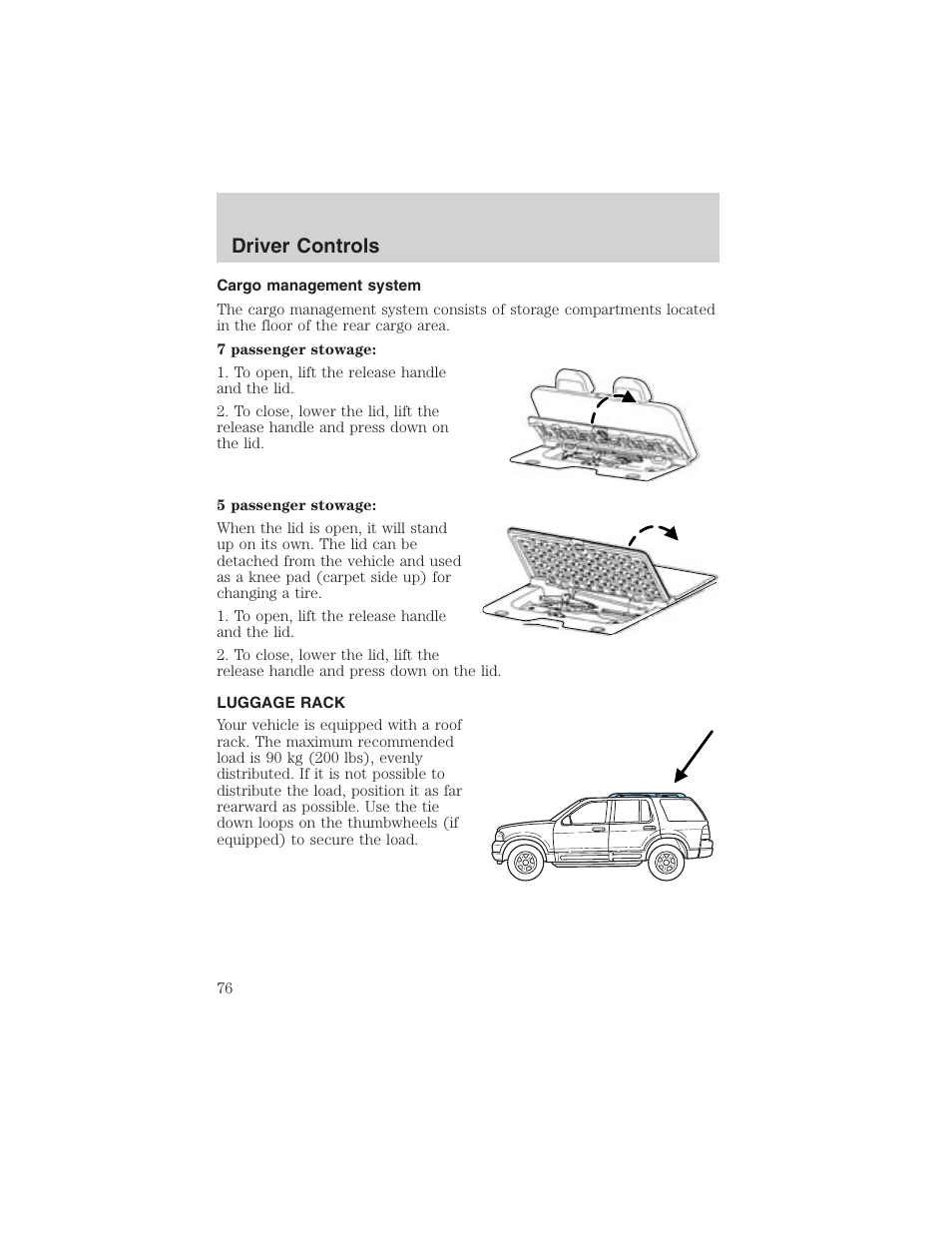 Driver controls | FORD 2003 Explorer v.2 User Manual | Page 76 / 280