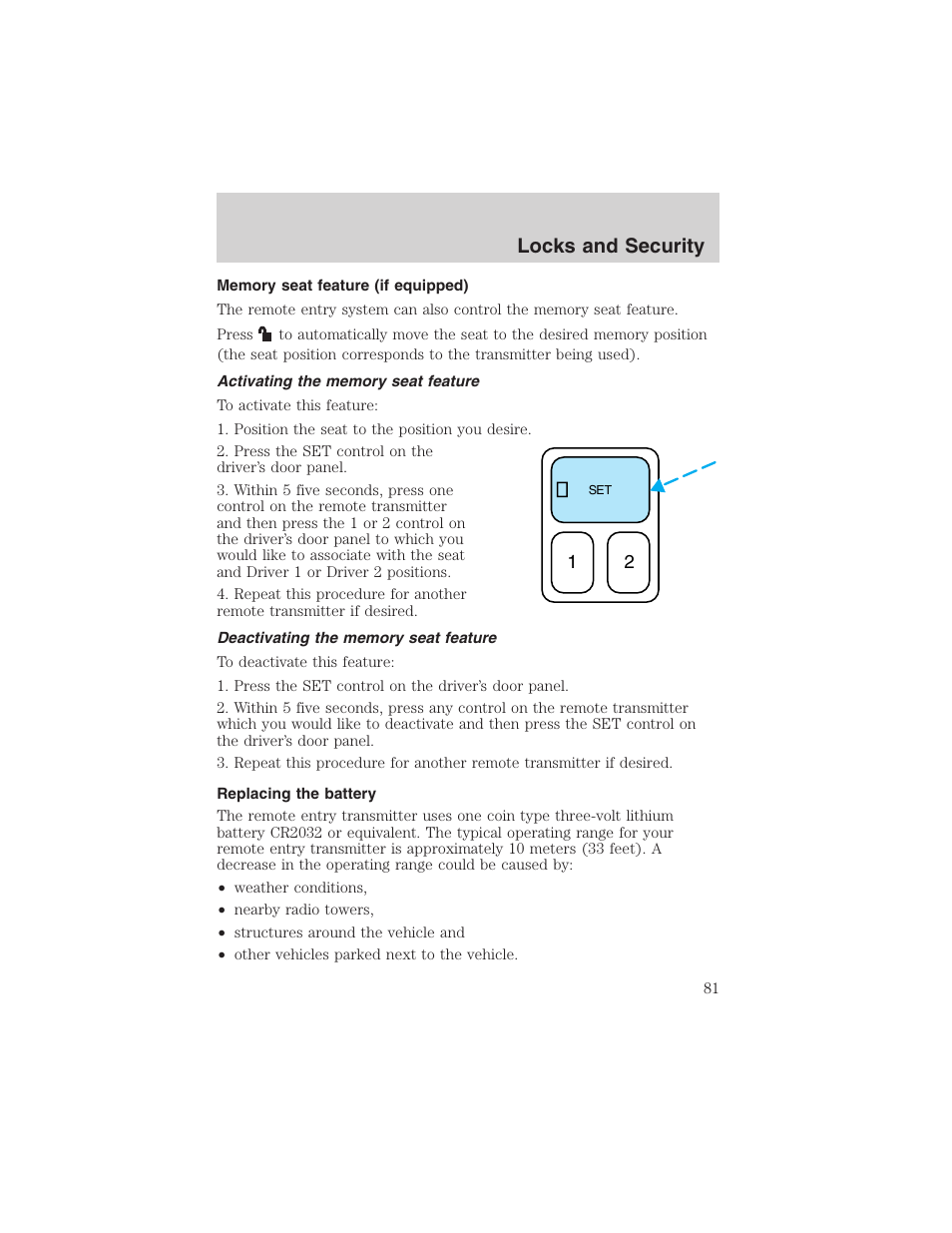 Locks and security | FORD 2003 Explorer v.2 User Manual | Page 81 / 280