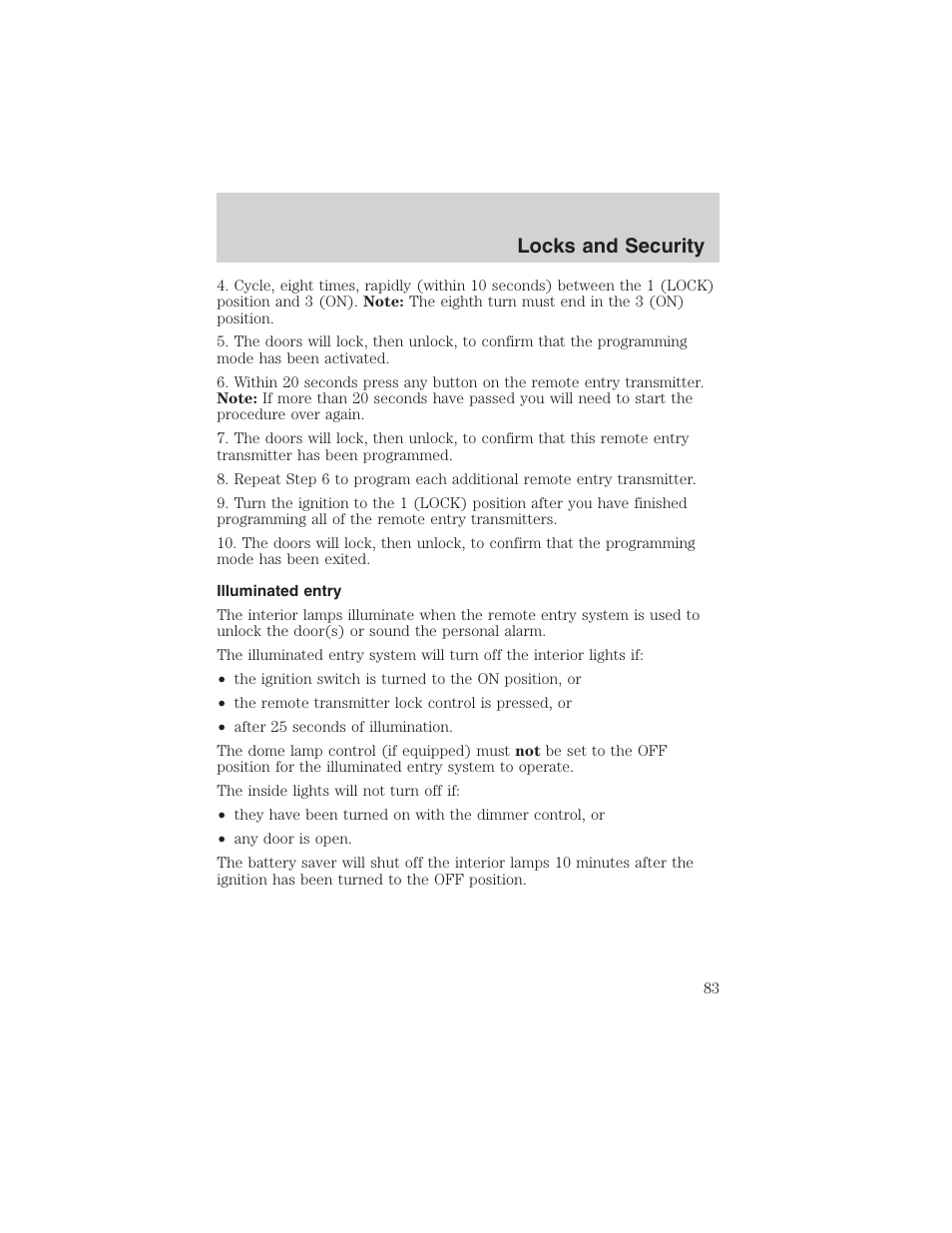 Locks and security | FORD 2003 Explorer v.2 User Manual | Page 83 / 280