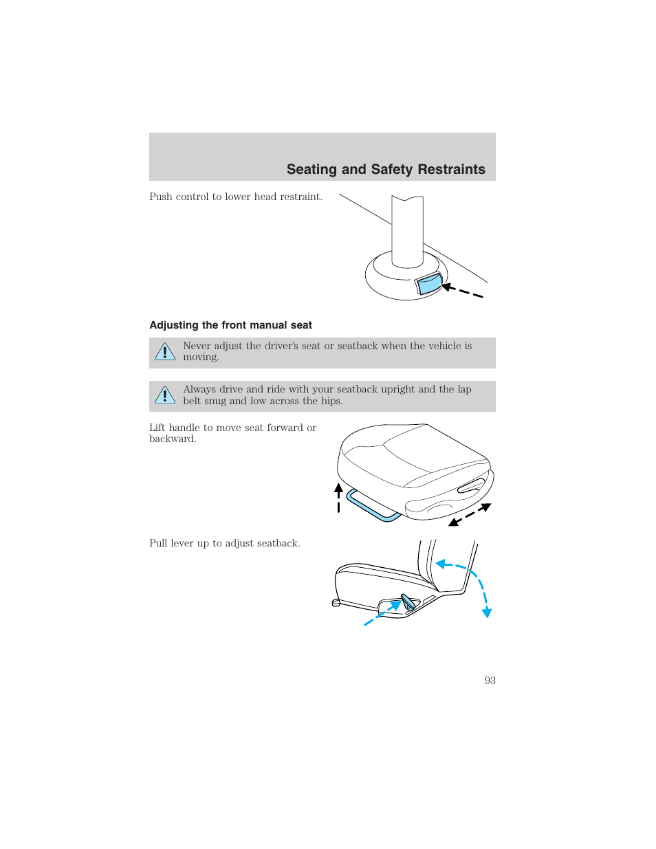 Seating and safety restraints | FORD 2003 Explorer v.2 User Manual | Page 93 / 280