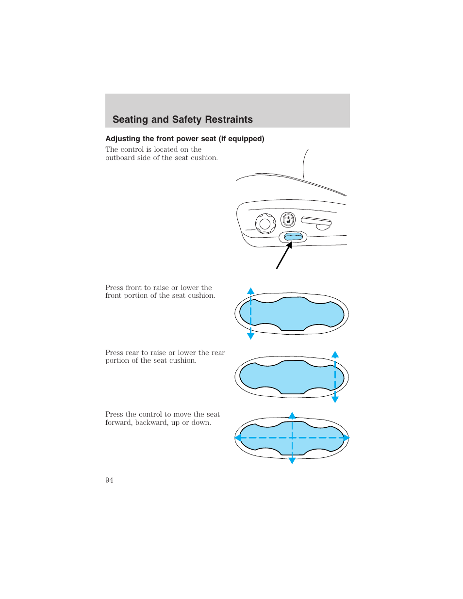 Seating and safety restraints | FORD 2003 Explorer v.2 User Manual | Page 94 / 280